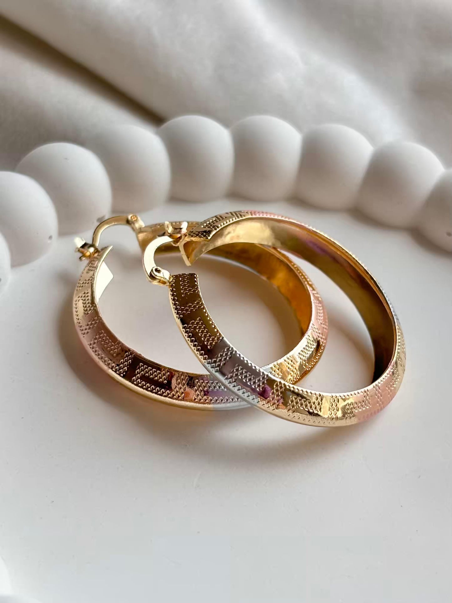 Dual Toned Maze Ear Hoops Earrings 18K Gold Plated Premium Earrings