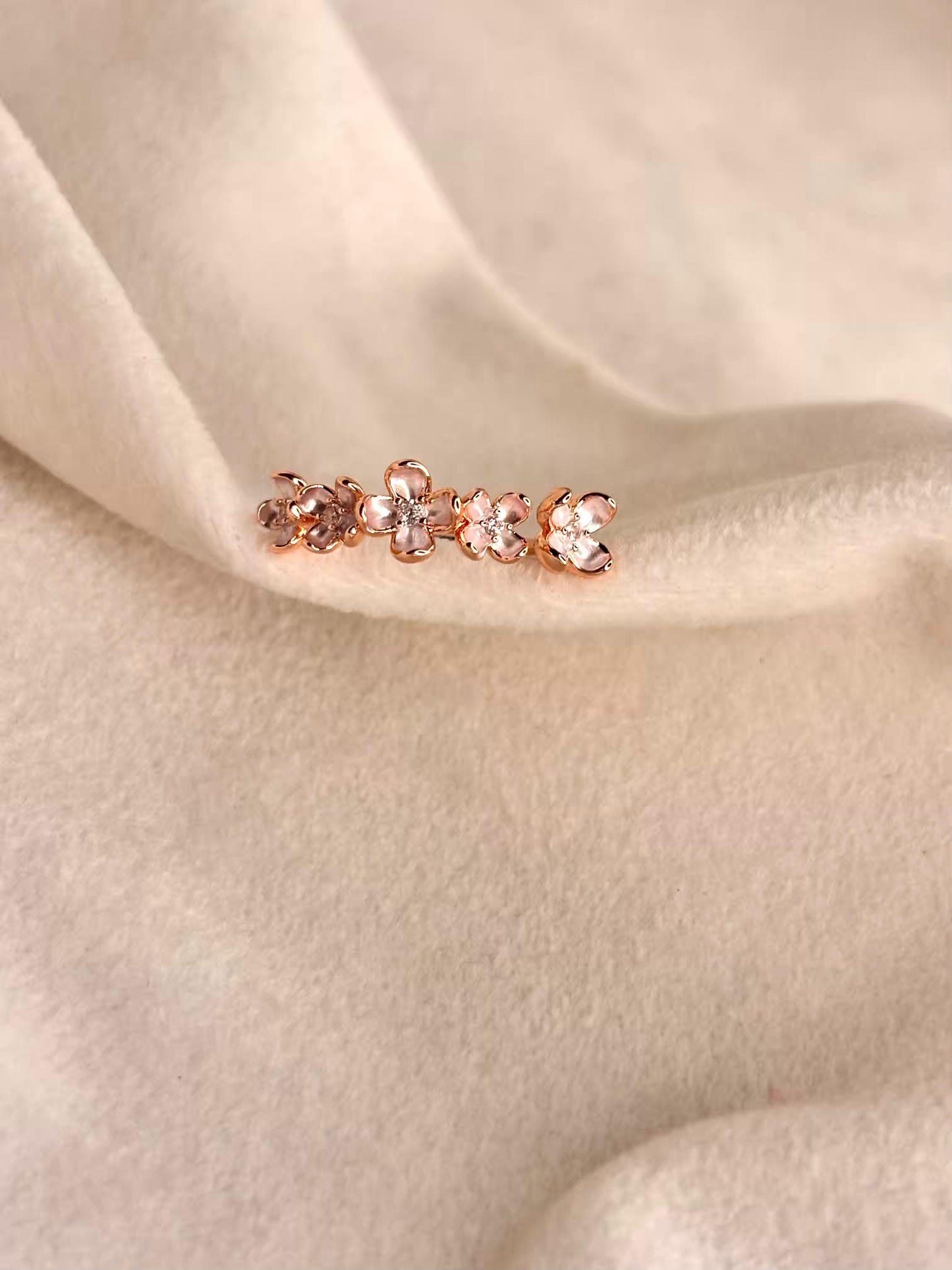 Flower stack Rose Gold Plated Adjustable Ring