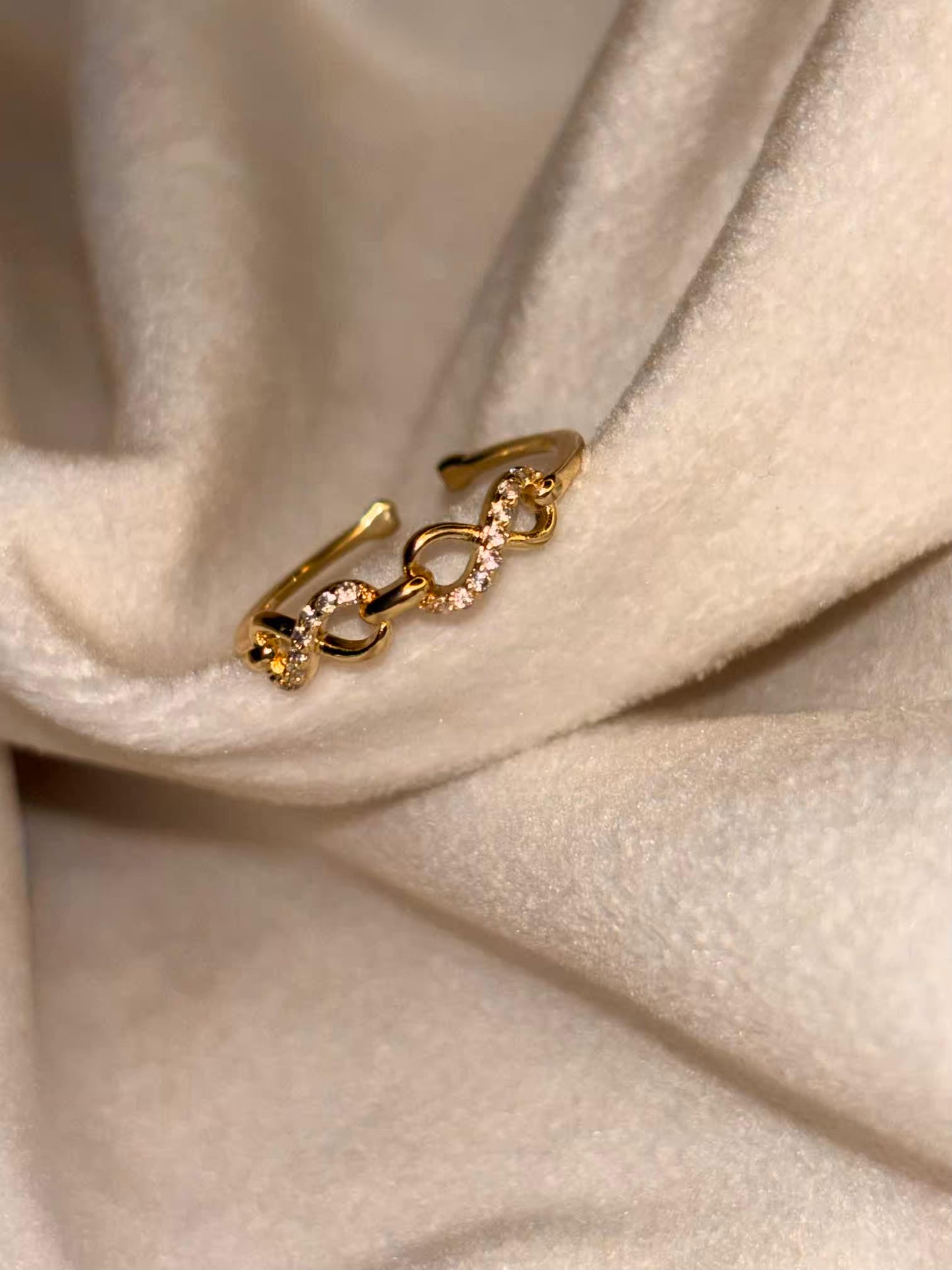 Double Infinity Studded Ring 18K Gold plated Adjustable Ring