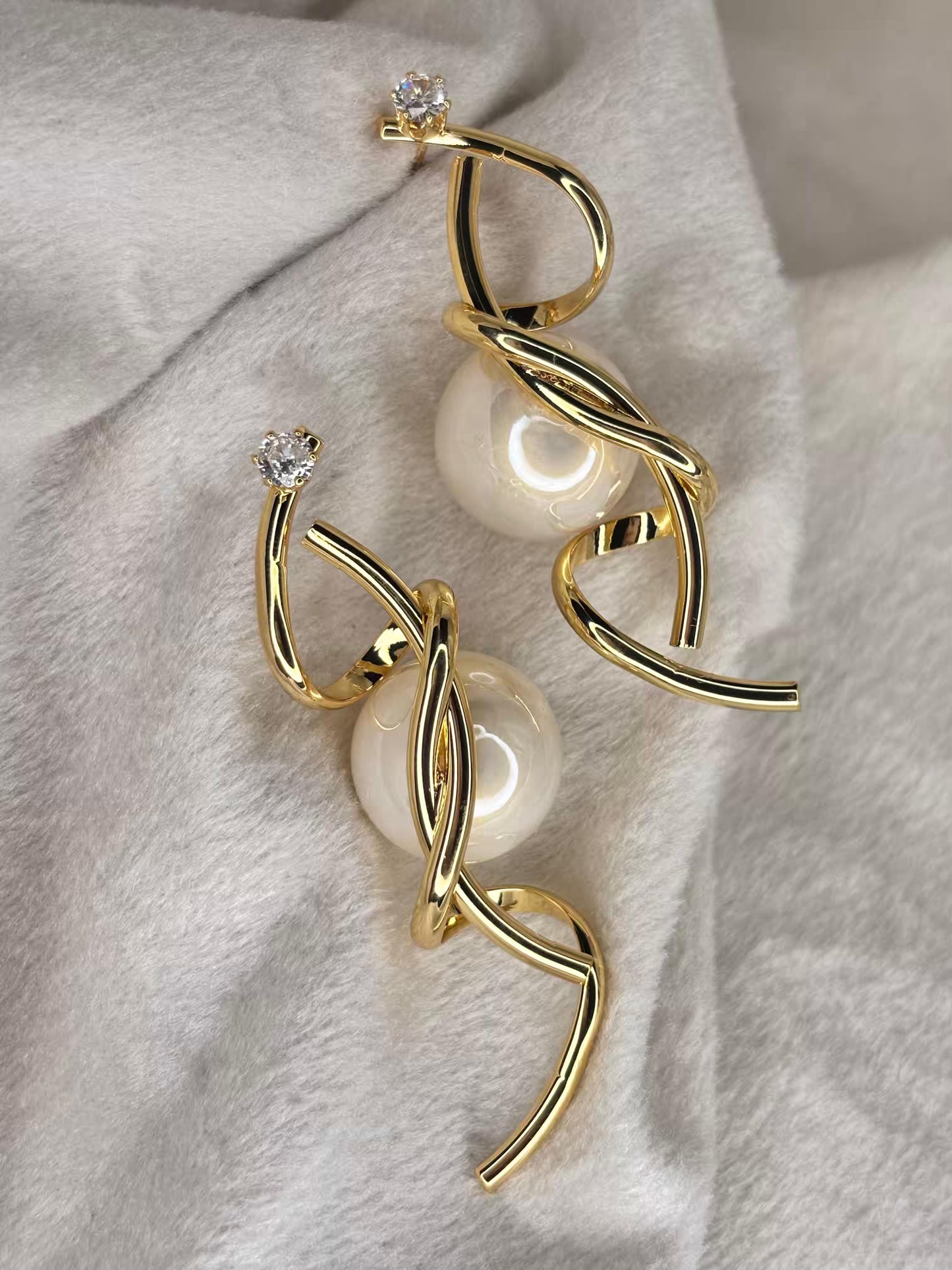 Pearl Vine Earrings 18K Gold Plated Earrings Premium Earrings
