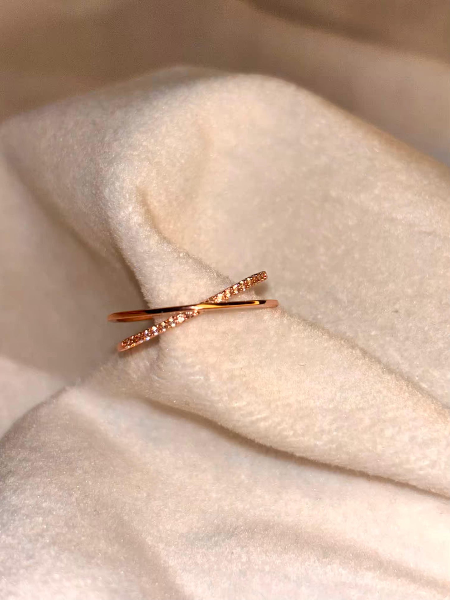 Minimal Criss Cross Ring 18K Gold Plated Adjustable Ring