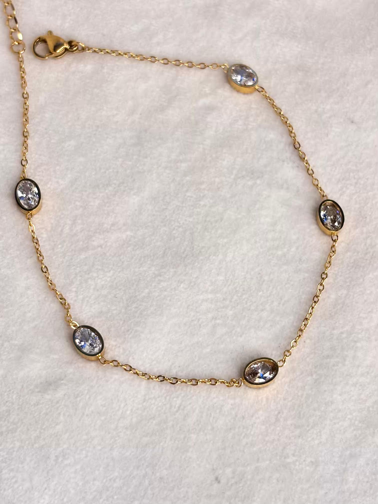 Oval Studded 18K Gold Plated Premium Anklet Payal with Golden hooks
