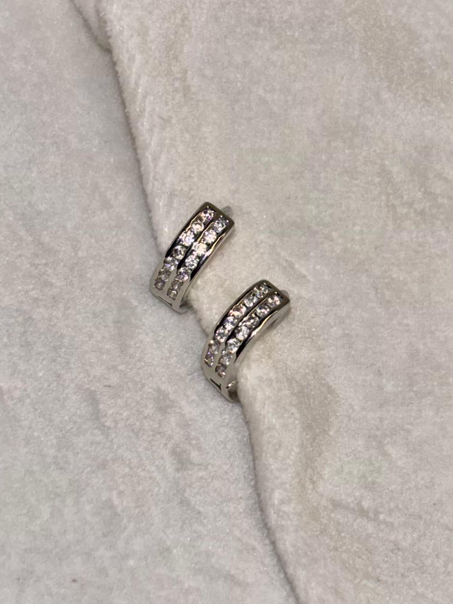 Thick Studded Hoops Bali Earrings - Silver Plated