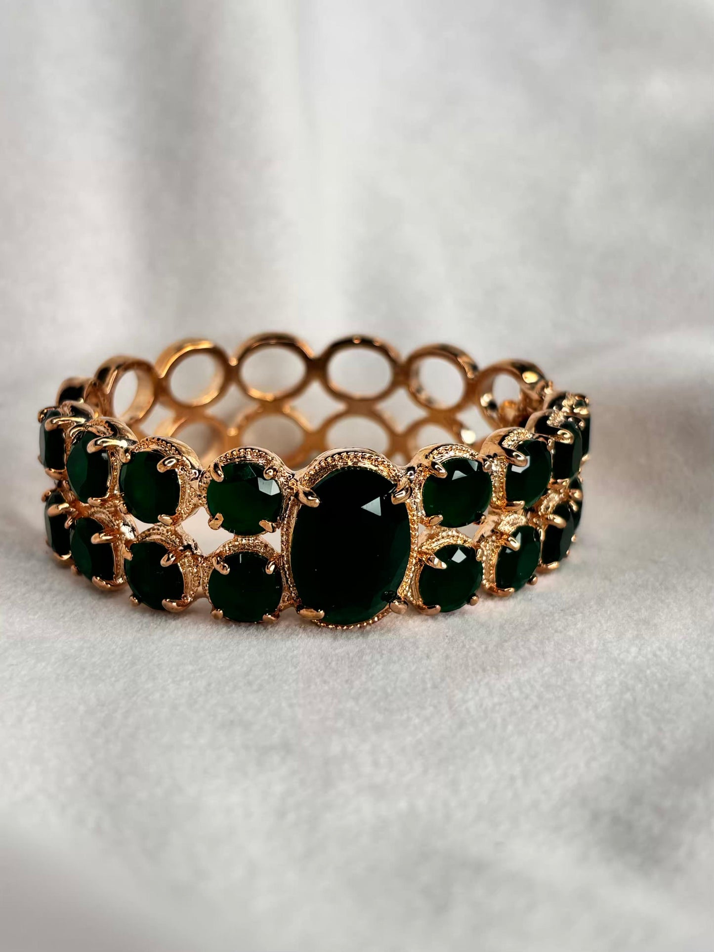 Green Studded Premium Kada Bangle 18K Gold Plated Bangle