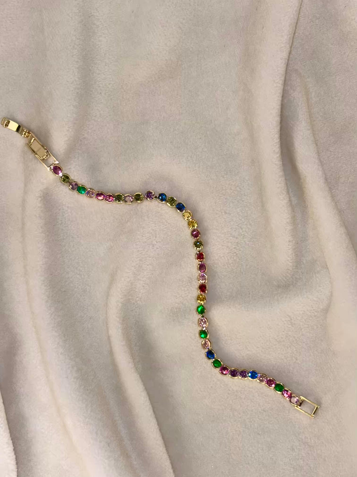 Round Multicolour Bliss 18K Gold plated Tennis Bracelet