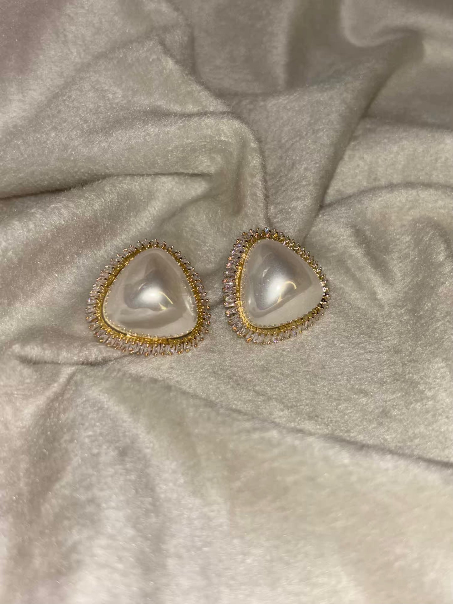 Gold Trimmed Pearl Earrings 18K Gold Plated Premium Earrings