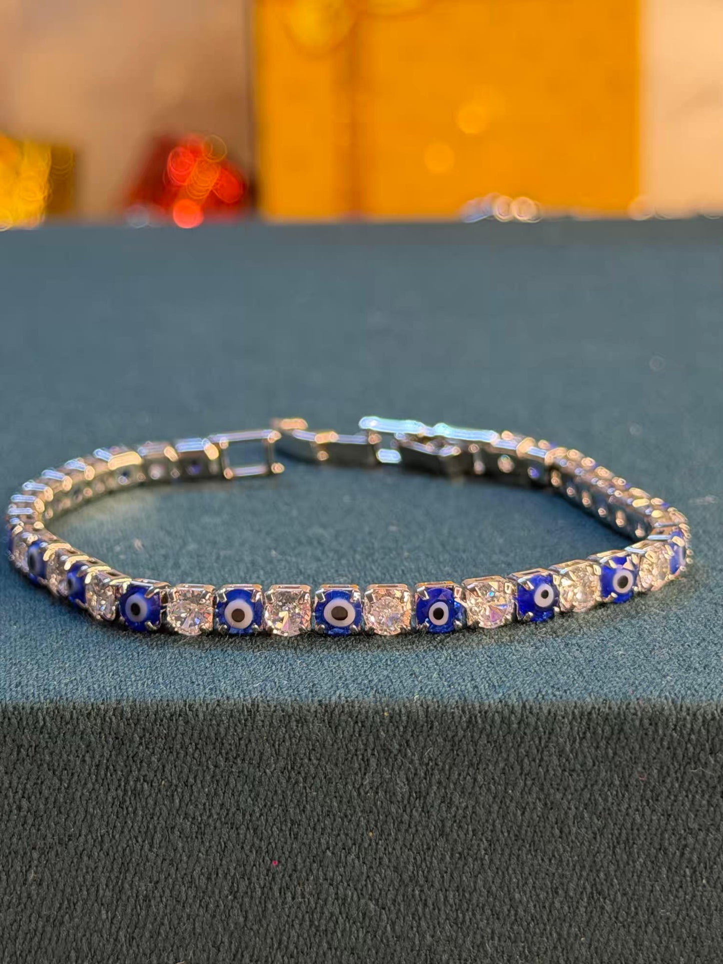 Evil Eye Luxe Protection Silver Plated Tennis Bracelet