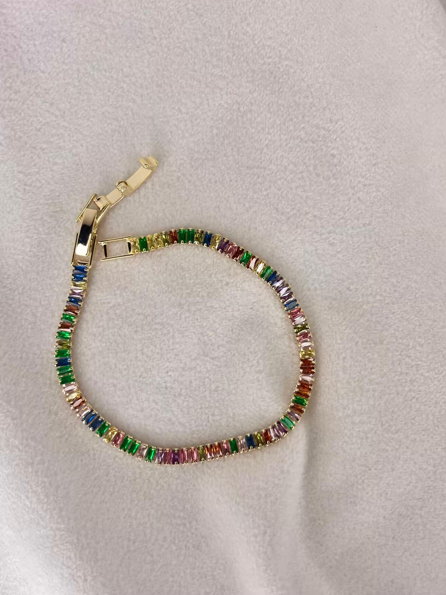 Radiant Rainbow Spectrum 18K Gold plated Tennis Bracelet