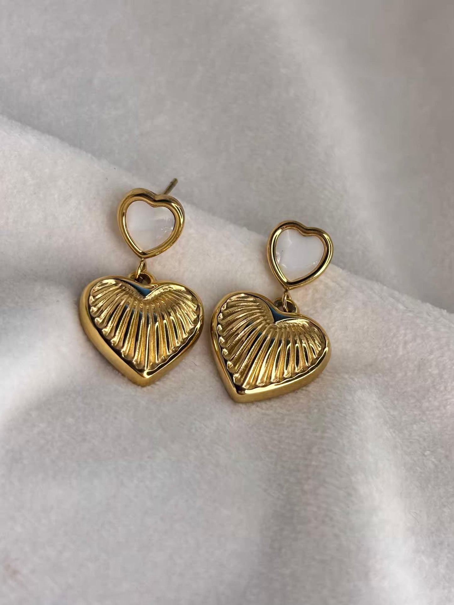 Heart Dangle Earrings 18K Gold Plated Premium Earrings