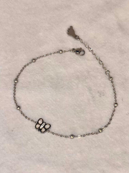 Silver Butterfly Flora Premium Anklet Payal with Silver hooks