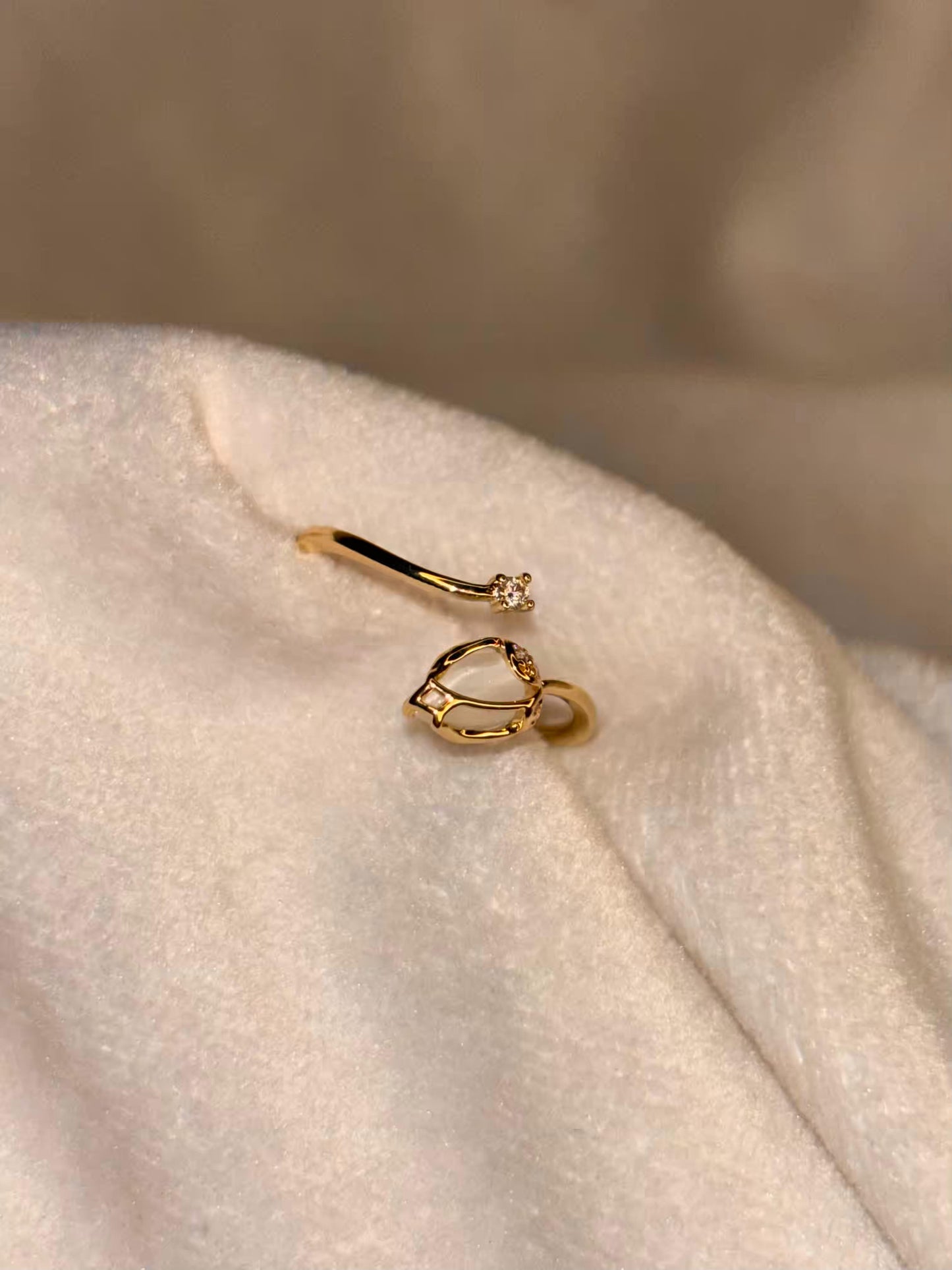 Translucent Bud Ring 18K Gold plated Adjustable Ring