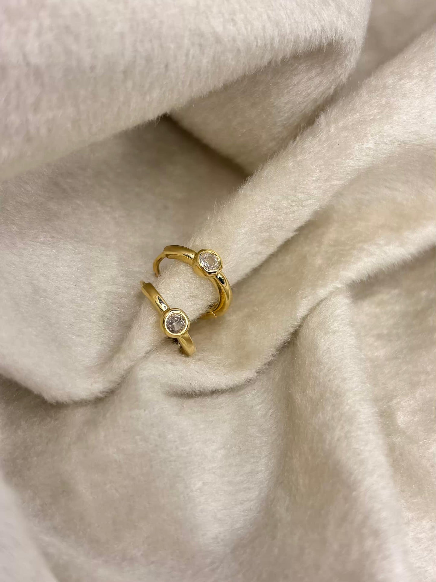 White Stone Minimal Studd Earrings 18K Gold Plated Premium Earrings