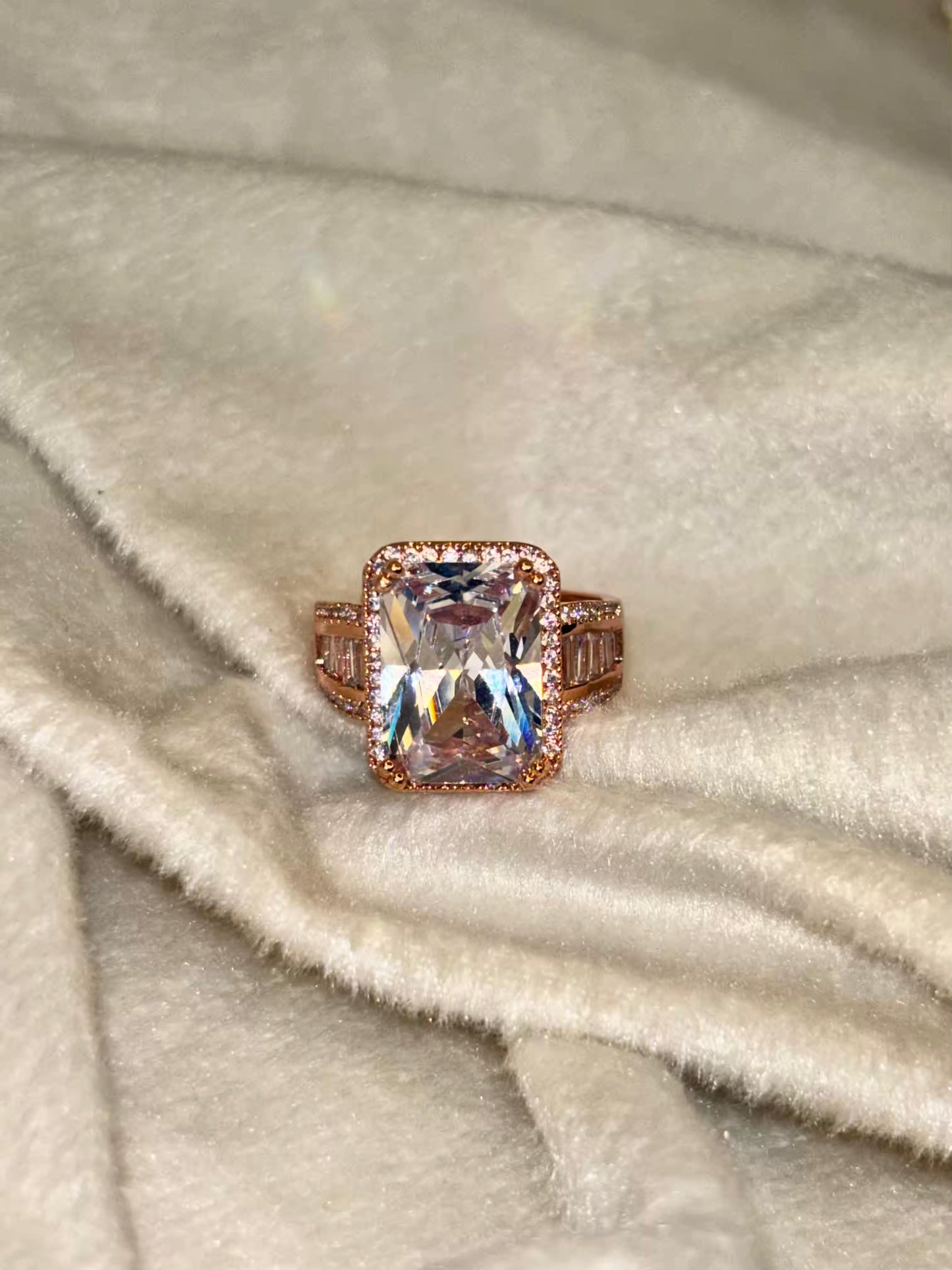 Solitaire Studded Ring Rose Gold Plated Premium Ring