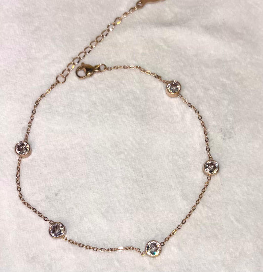 Minimal Round Studded 18K Gold Plated Premium Anklet Payal with Golden hooks