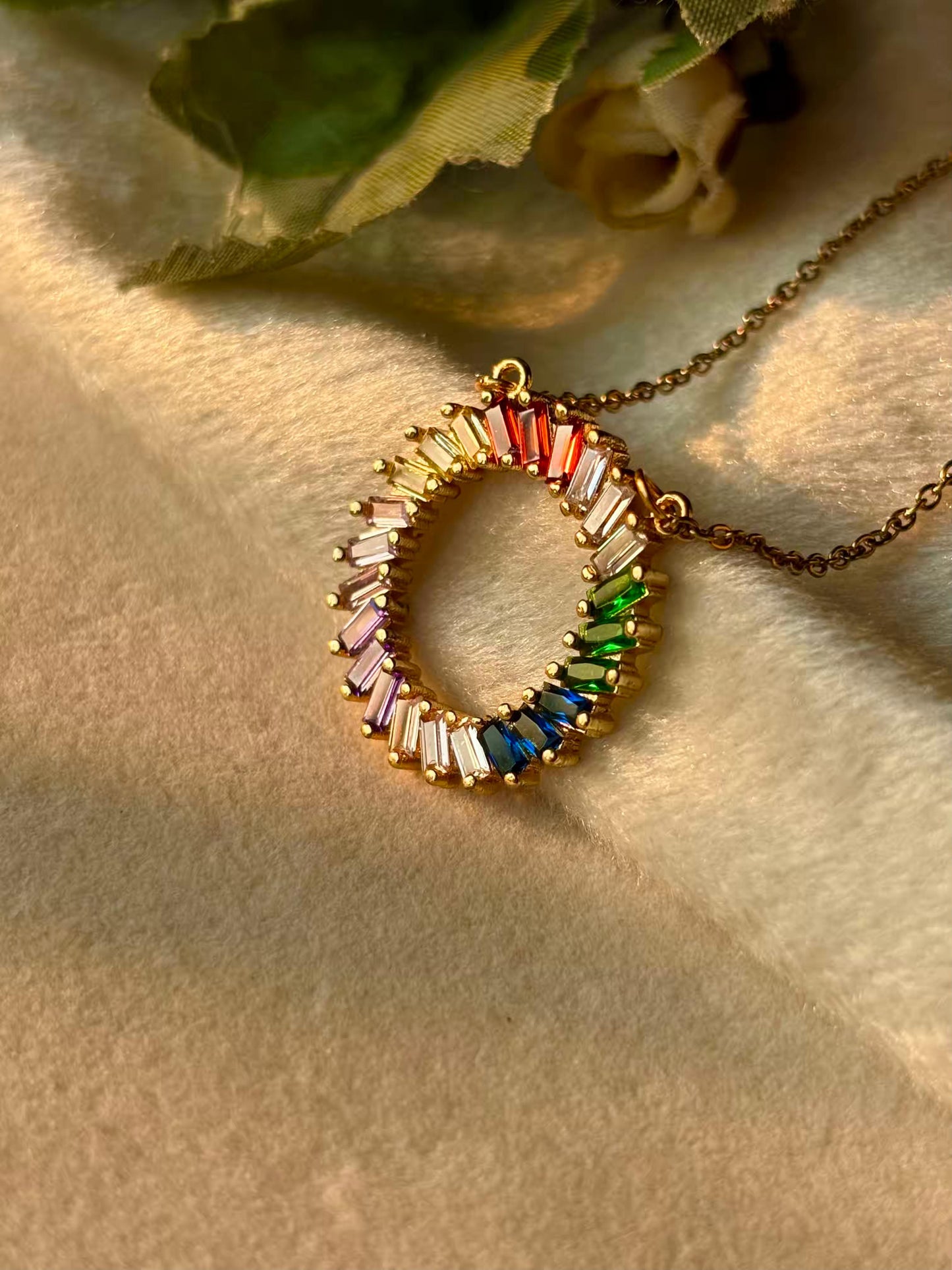 Rainbow Spiral Necklace 18K Gold Plated Premium Necklace
