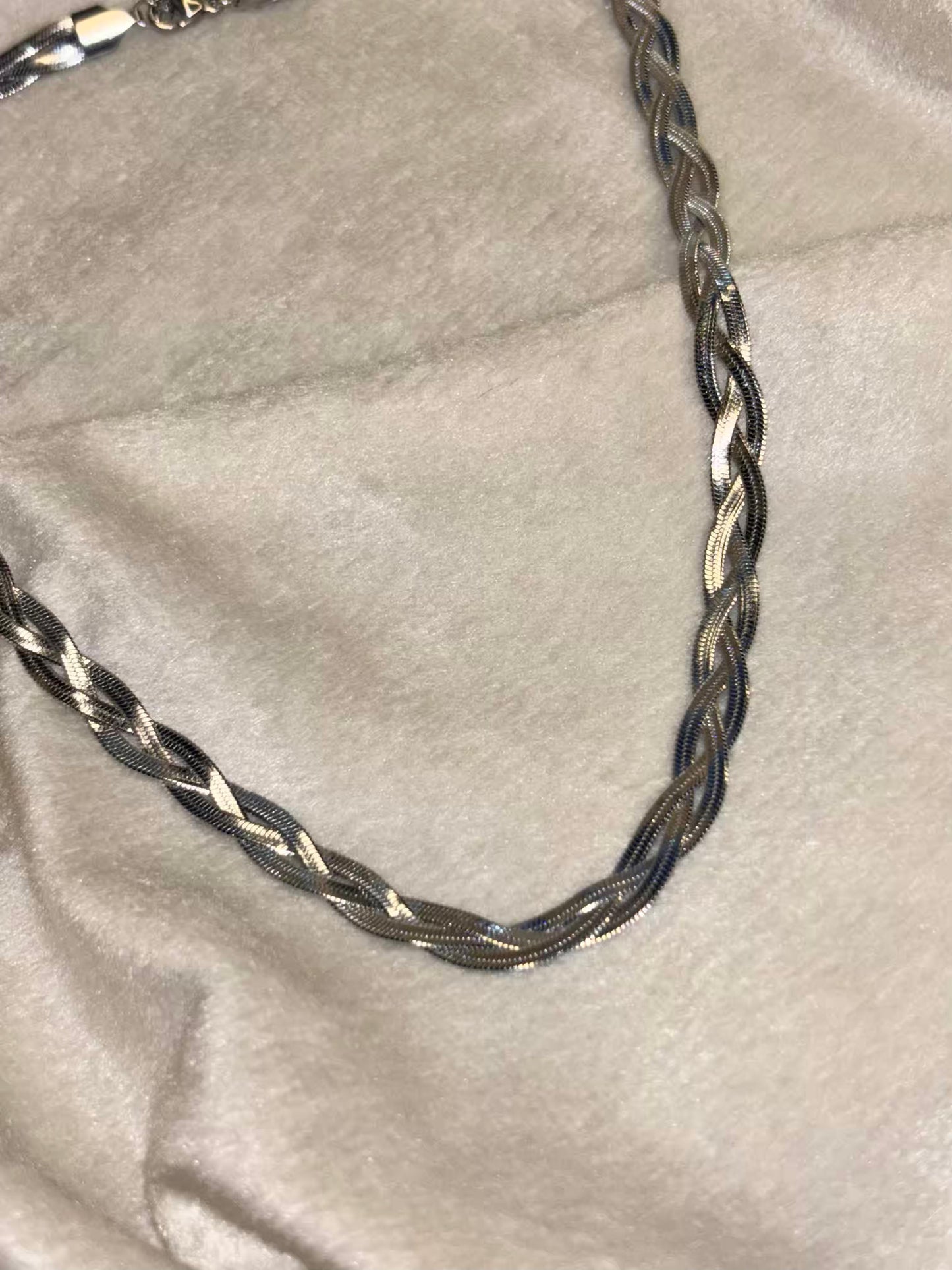 Twisted Snake Chain Necklace Silver Plated Premium Necklace