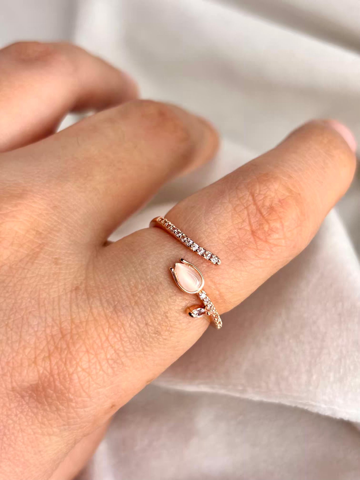 Rose Bud Ring Rose Gold Plated Adjustable Ring