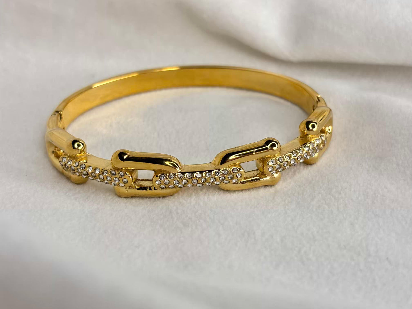 Studded Gold Buckle Premium Kada Bangle 18K Gold Plated Bangle