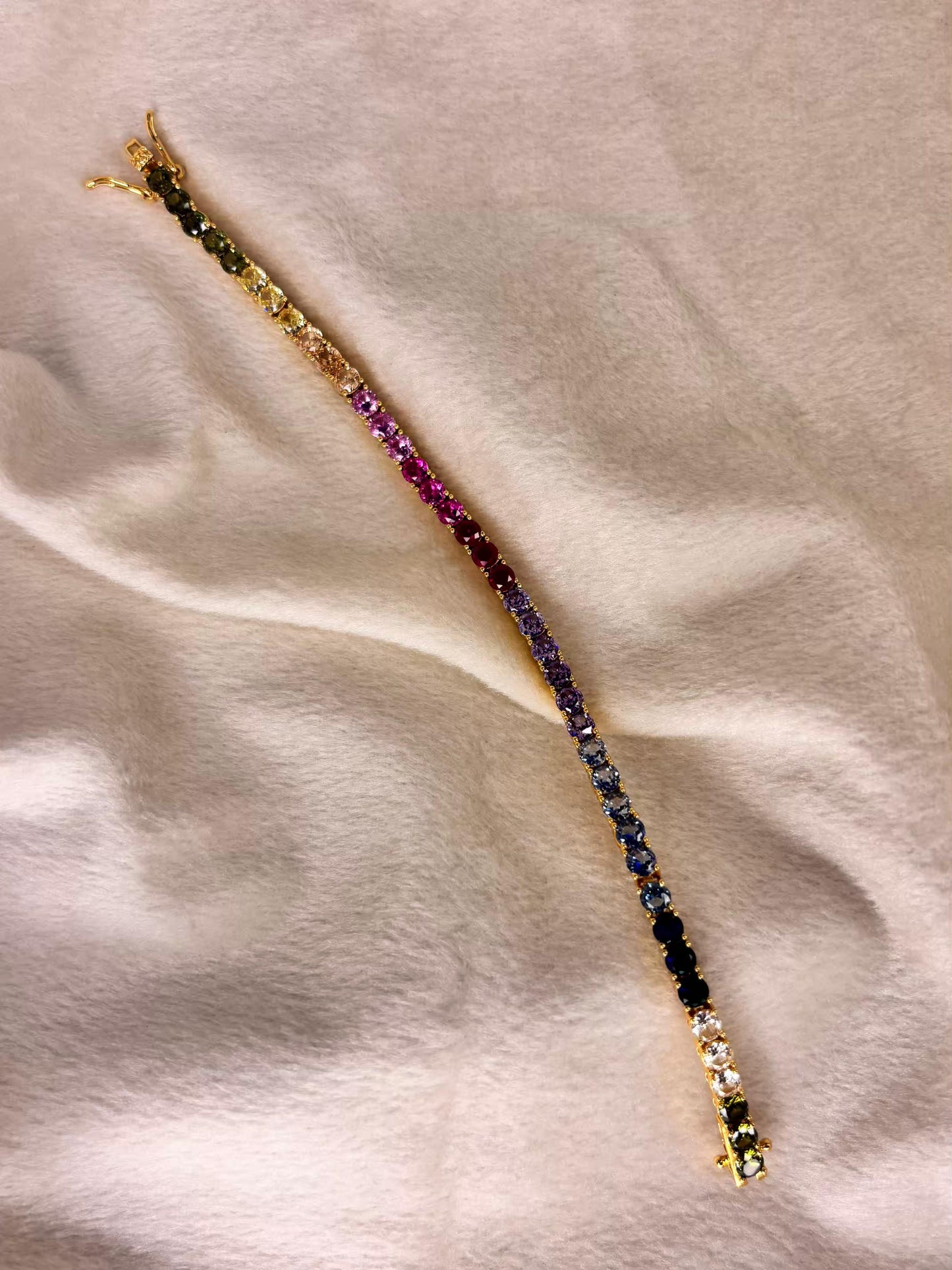 Multicolored Gem Studded 18K Gold plated Premium Tennis Bracelet