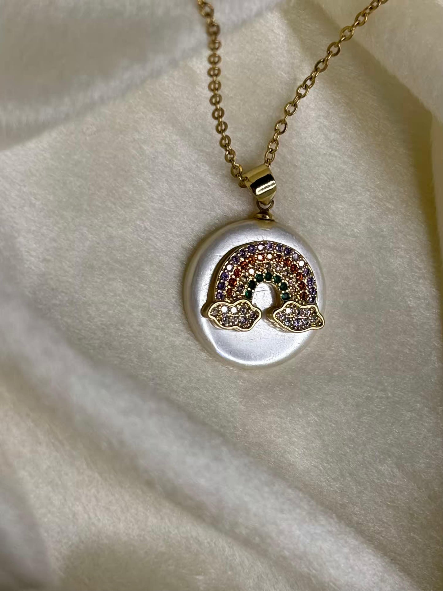 Silver Bubbly Rainbow Necklace 18K Gold Plated Premium Necklace