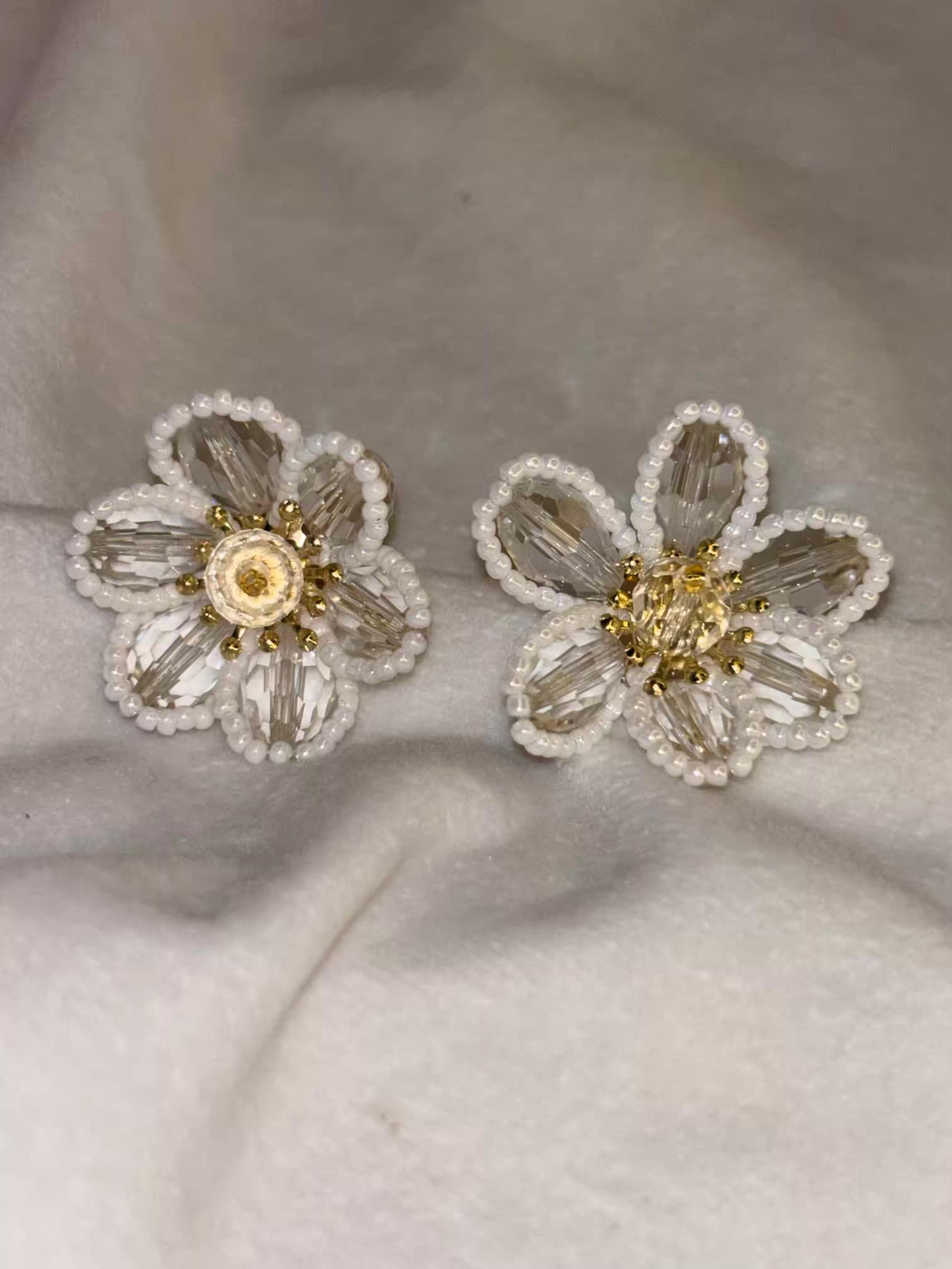 Beaded Floral Studds Earrings 18K Gold Plated Premium Earrings
