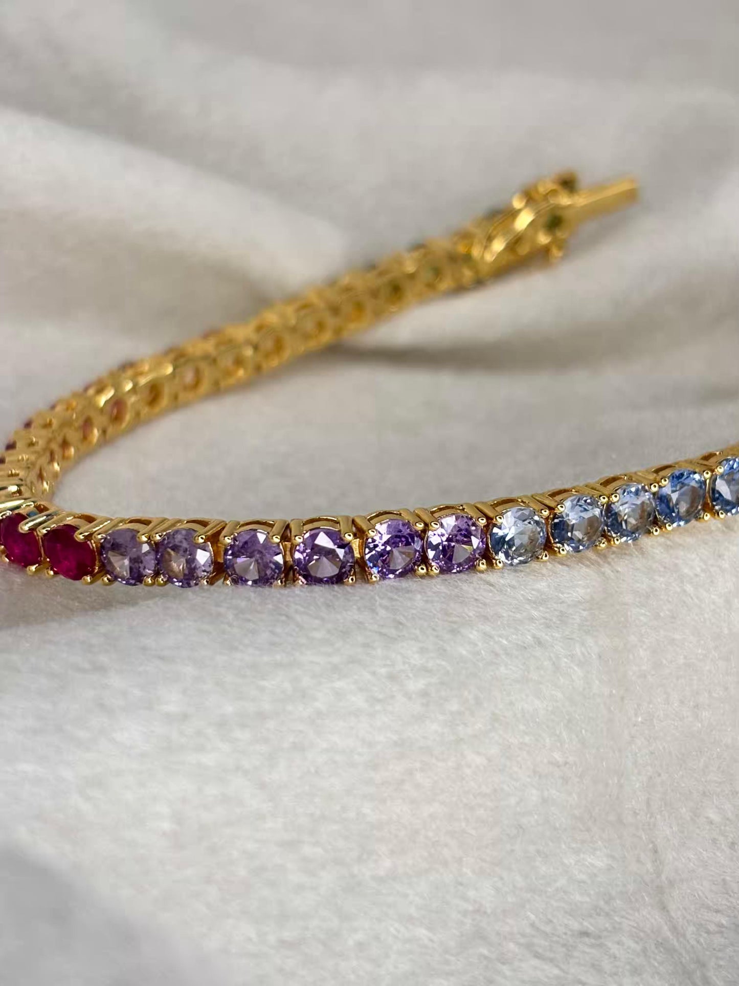 Multicolored Gem Studded 18K Gold plated Premium Tennis Bracelet