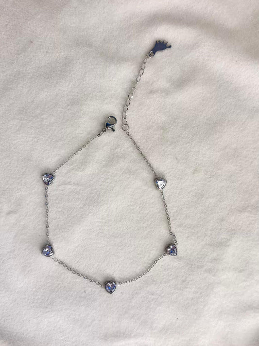 Minimal Silver studded Premium Anklet Payal with Silver hooks