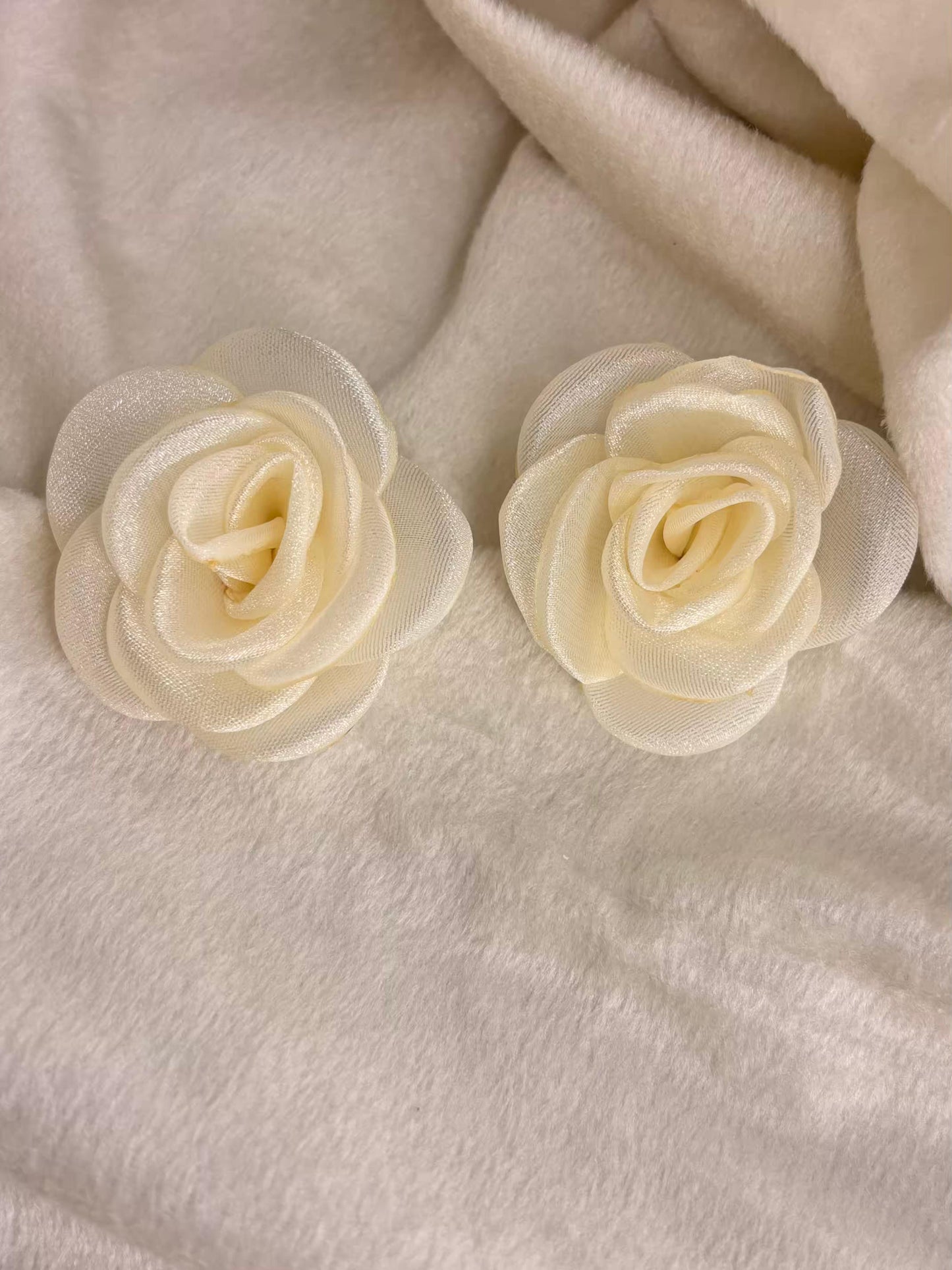 Cream Rose Earrings 18K Gold Plated Premium Earrings