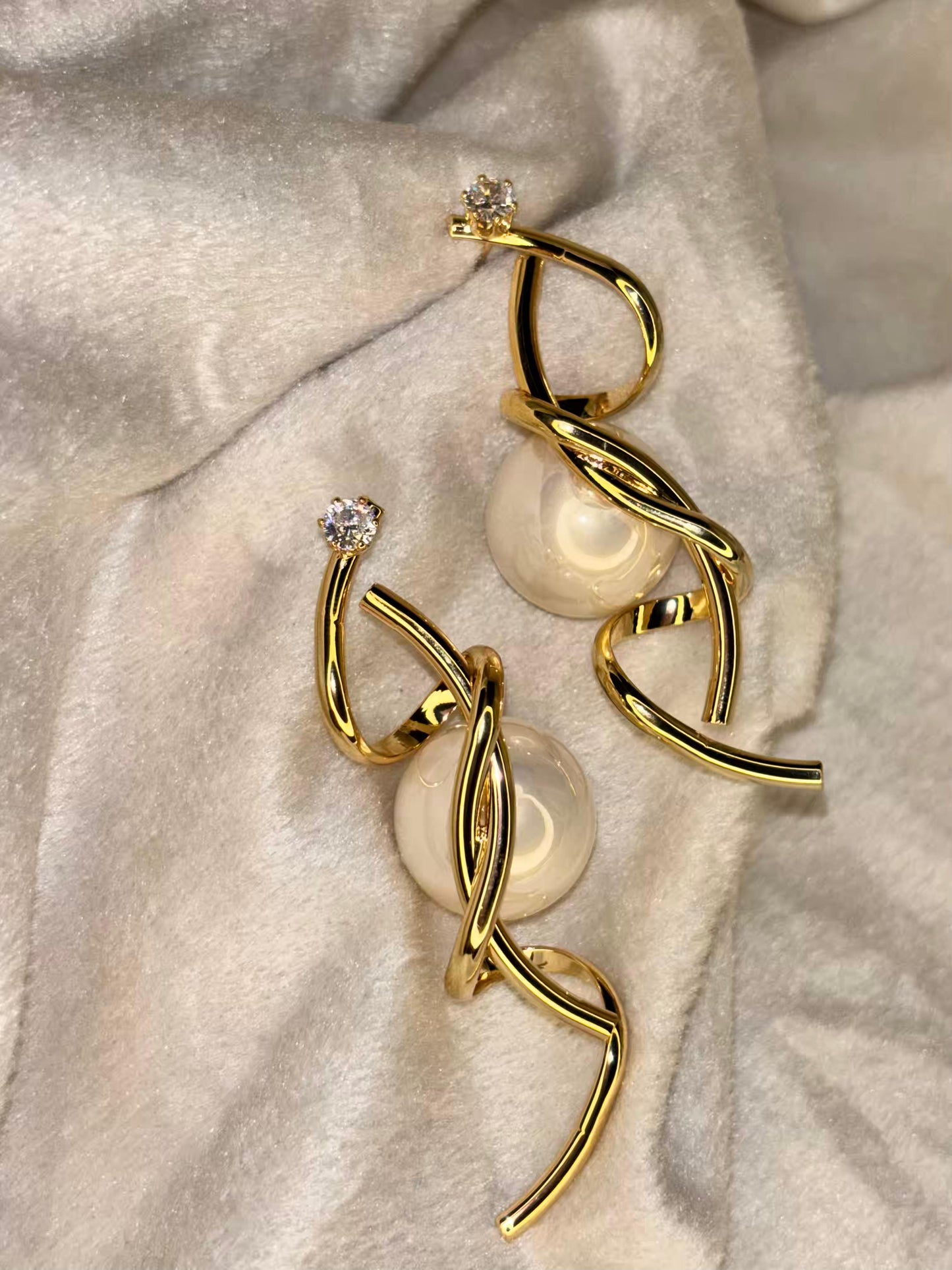 Pearl Vine Earrings 18K Gold Plated Earrings Premium Earrings