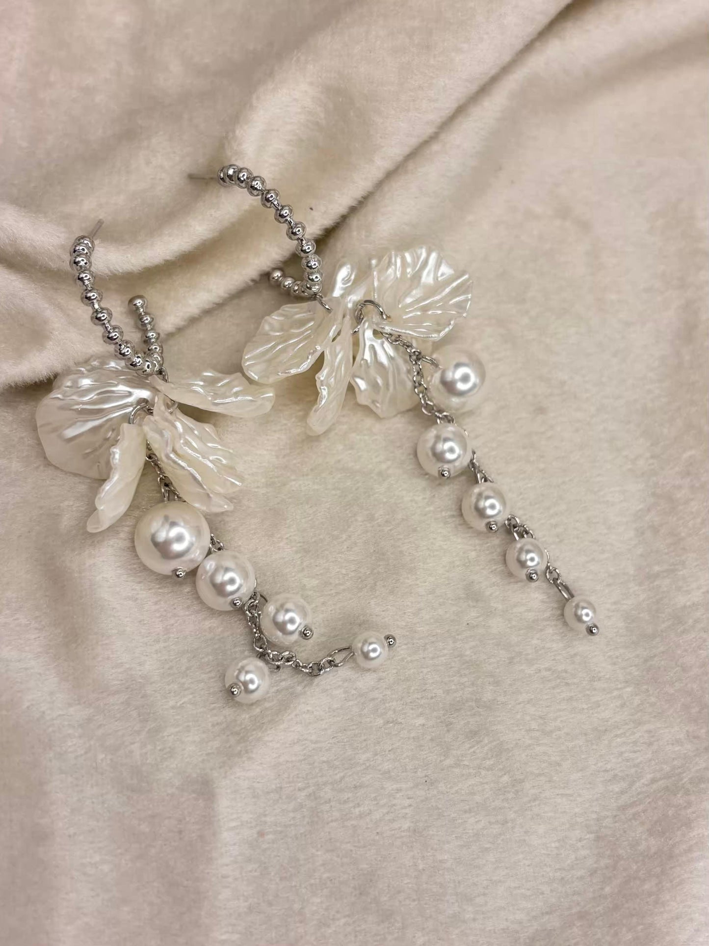 Pearl Shell Dangles Silver Plated Premium Earrings