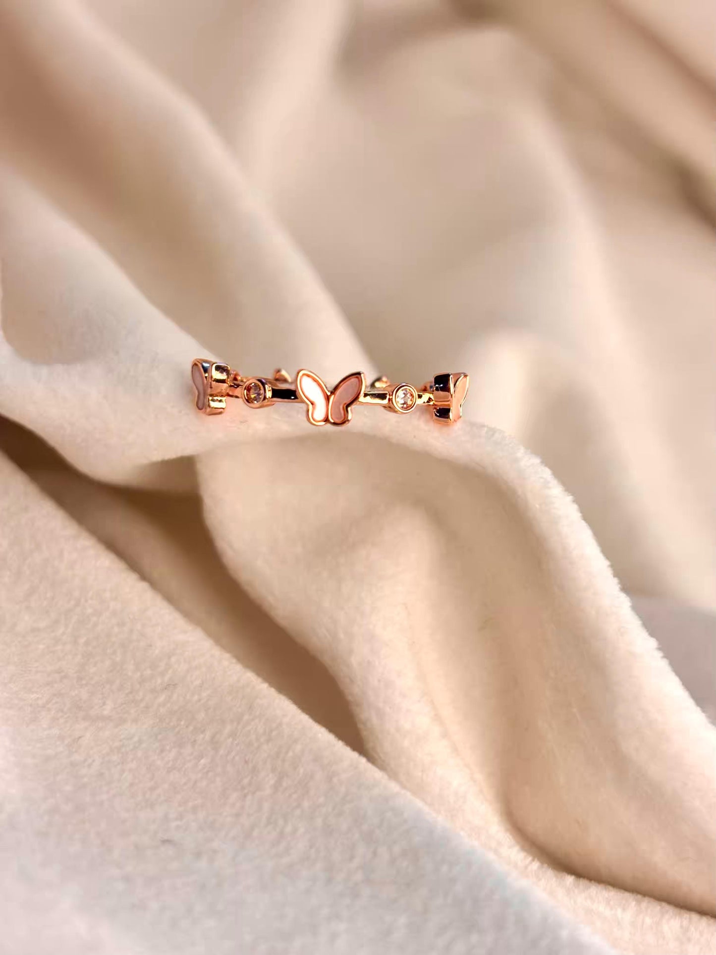Butterfly Rose Gold Plated Adjustable Ring