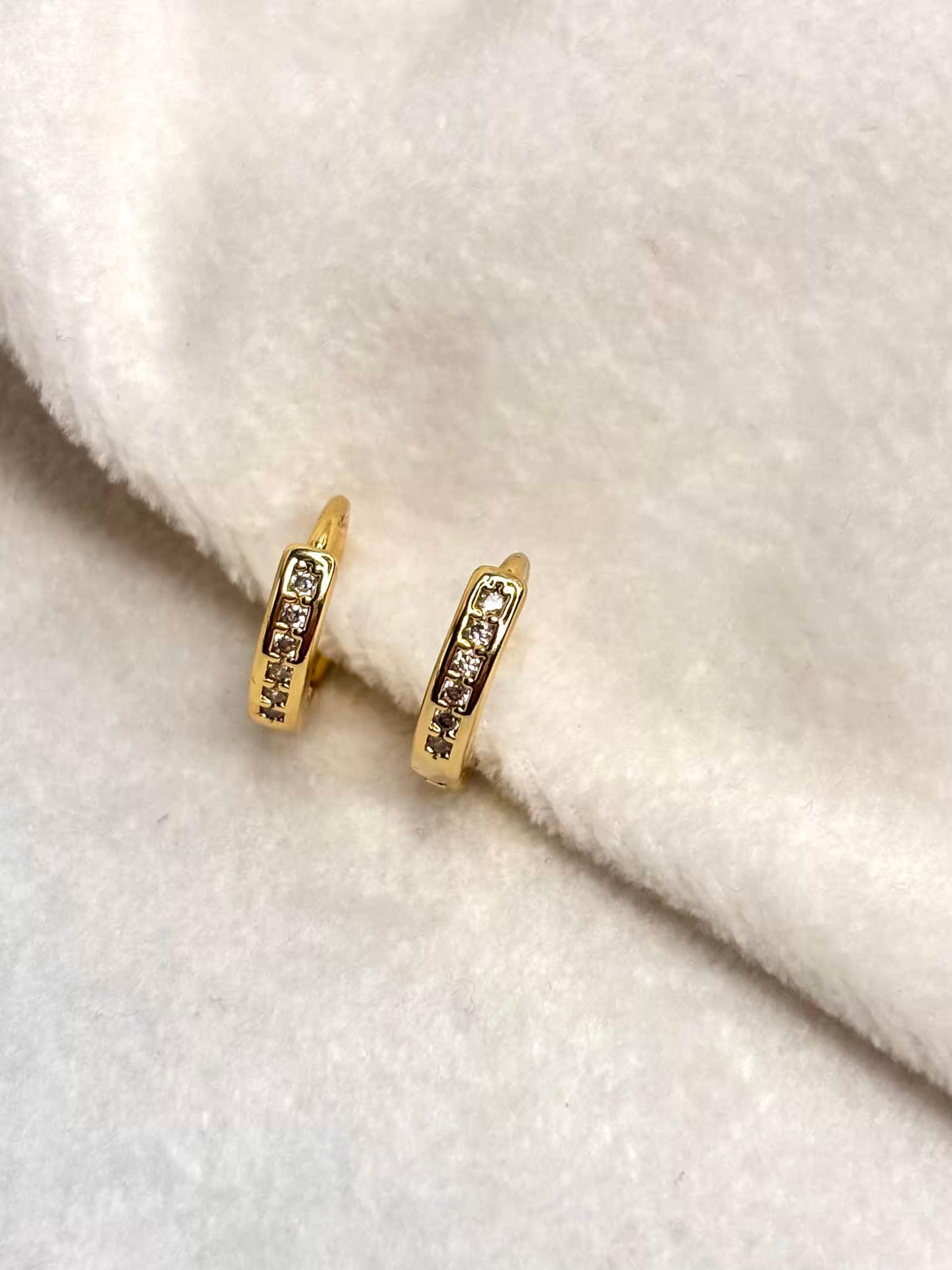 Tiny Studded Hoops Bali Earrings - 18K Gold Plated Earrings