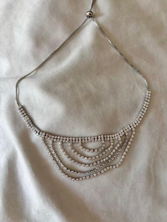 Choker Layered Tennis Necklace Silver Plated Premium Necklace