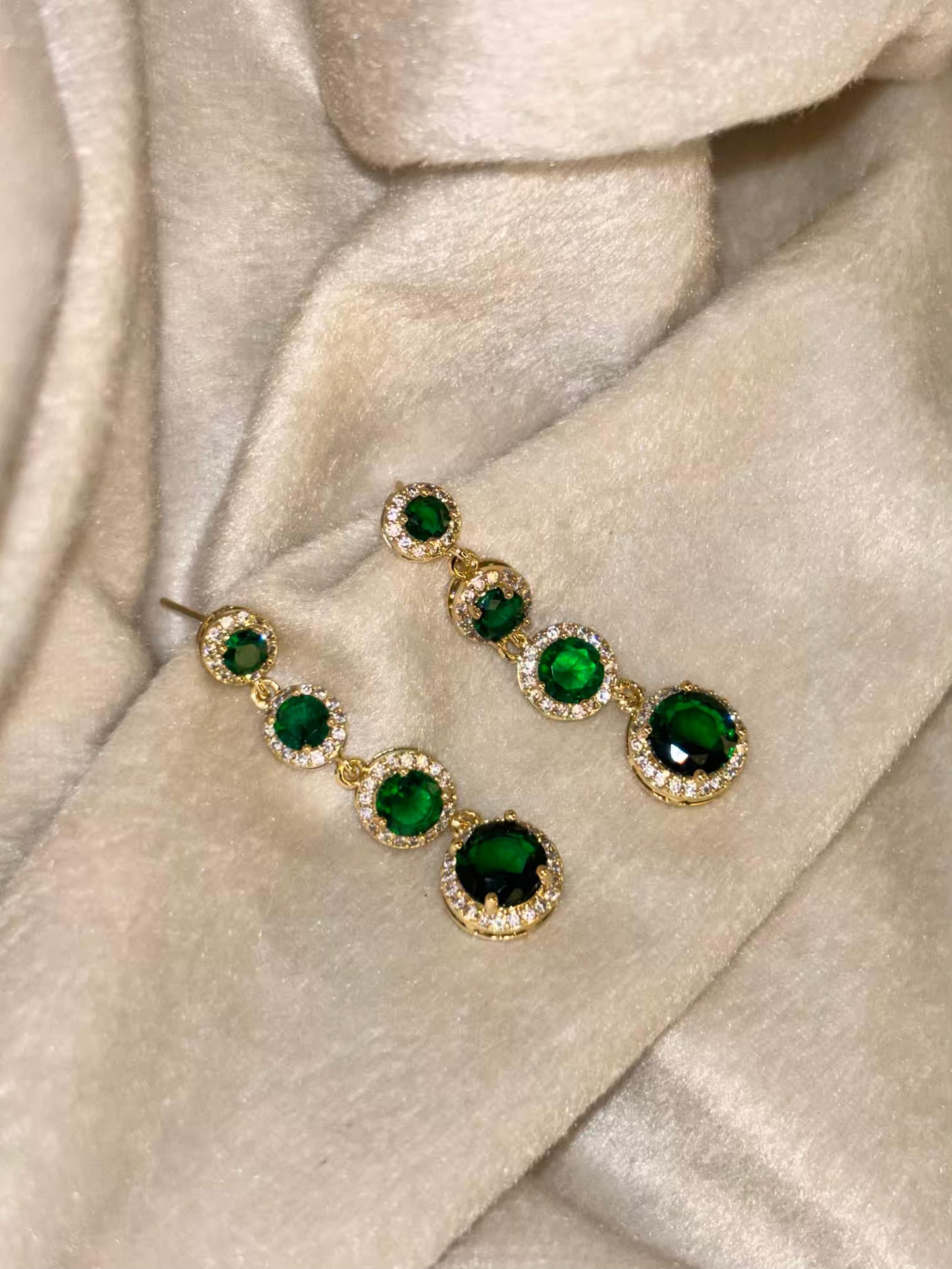 Green Ripple Earrings 18K Gold Plated Premium Earrings