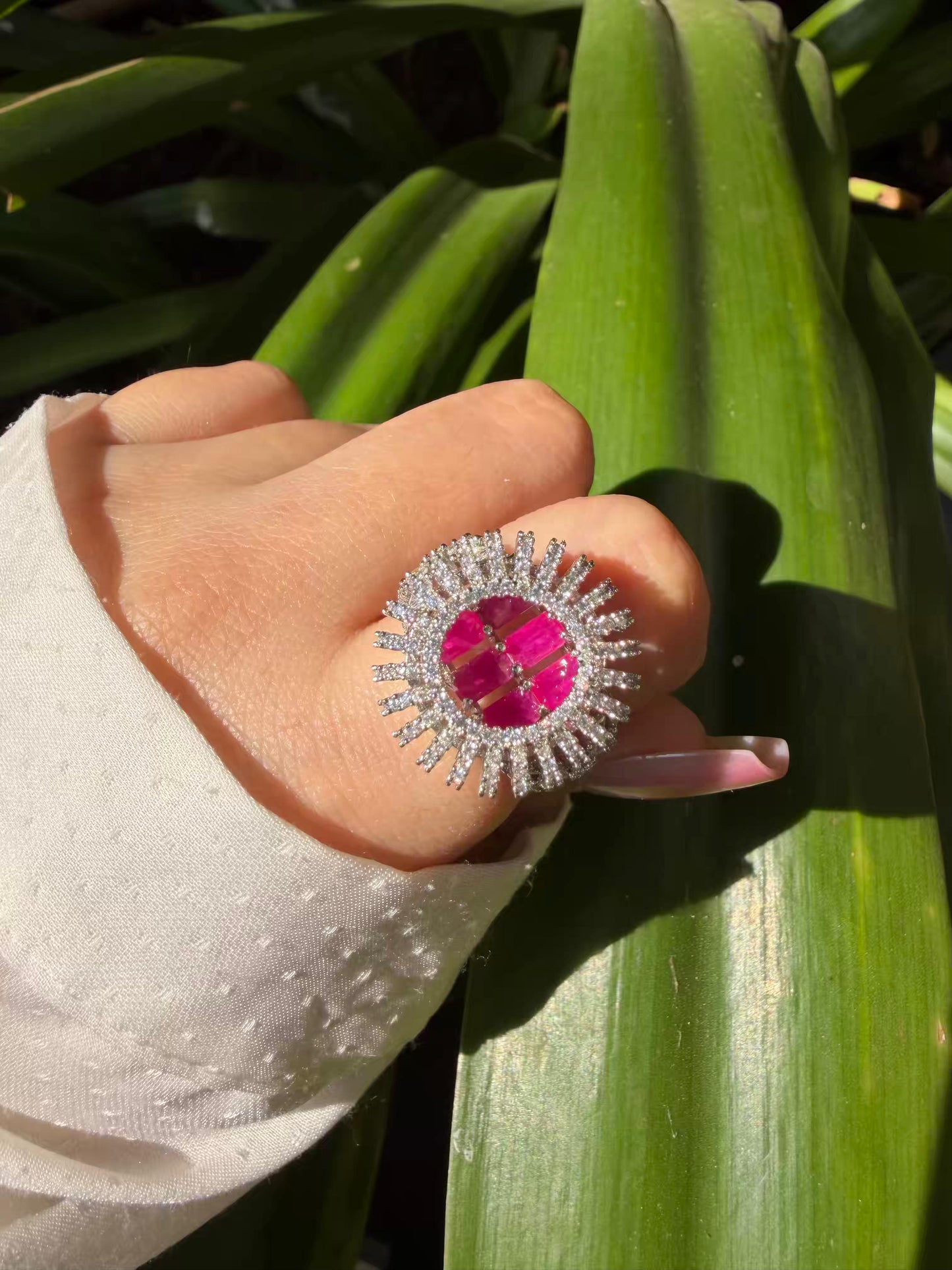 Regalia Pink Spark Silver Plated Ring