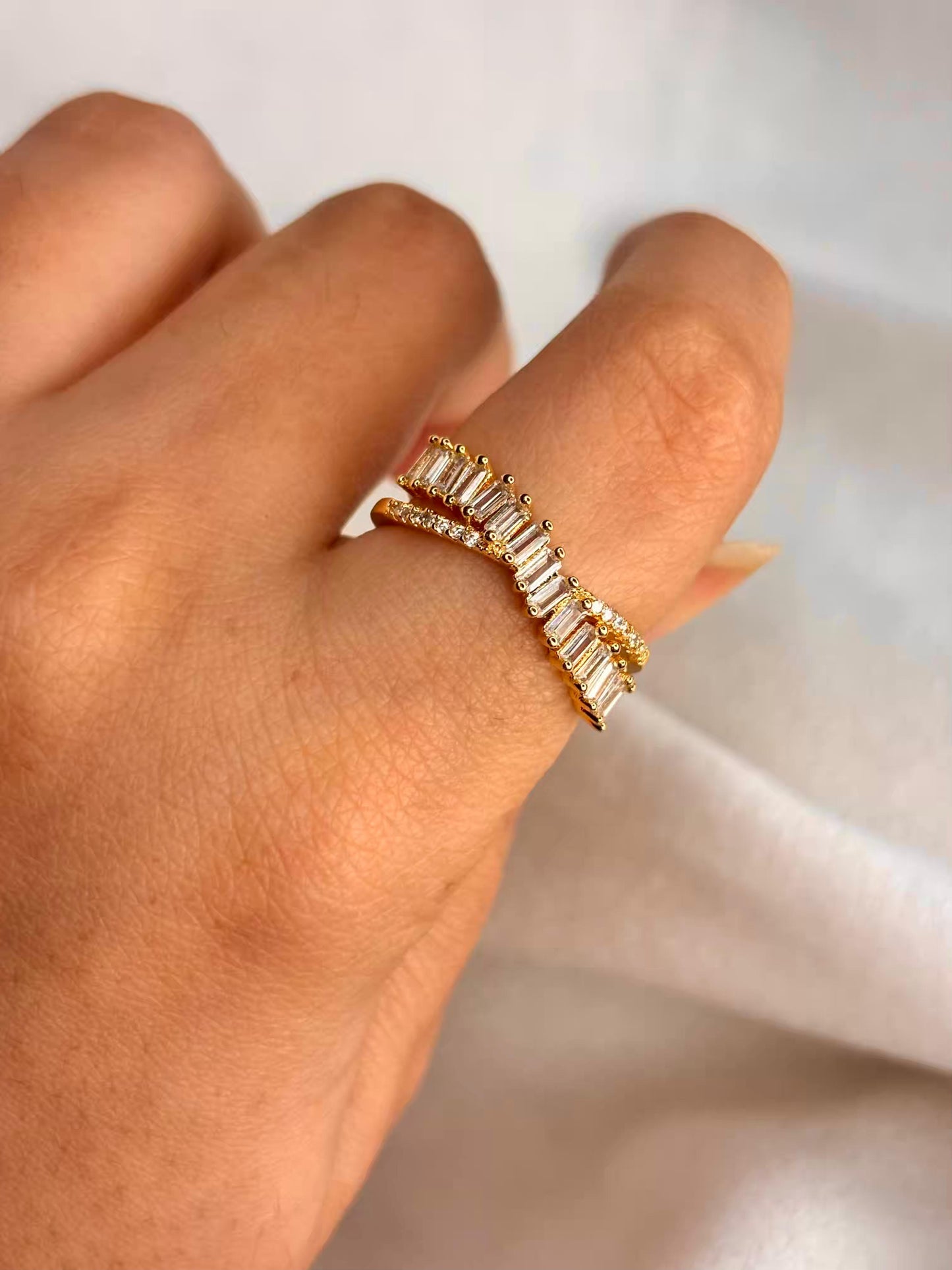Criss Cross 18K Gold Plated Adjustable Ring