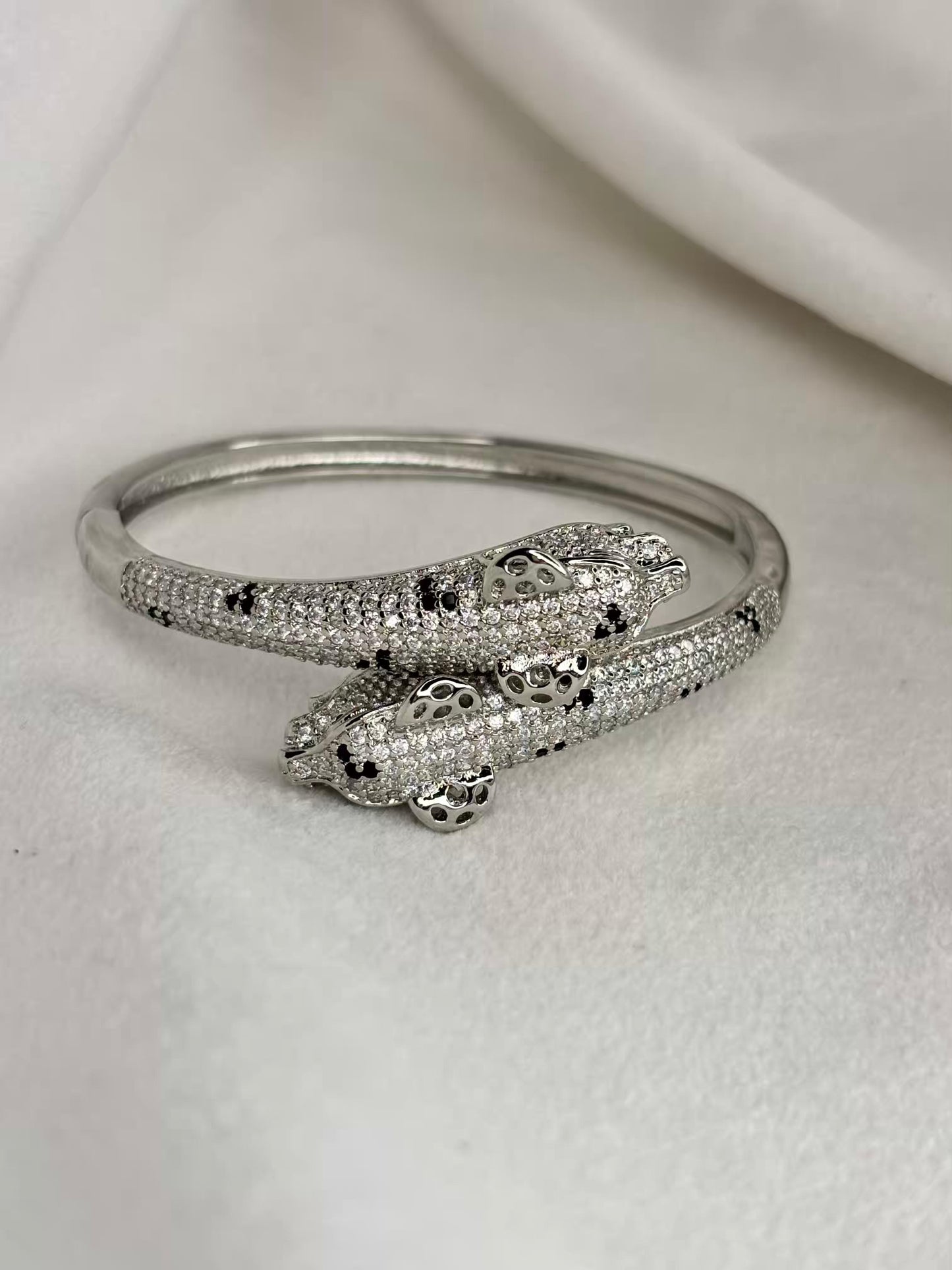 Heavy Studded Dual Head Premium Kada Bangle Silver Plated Bangle