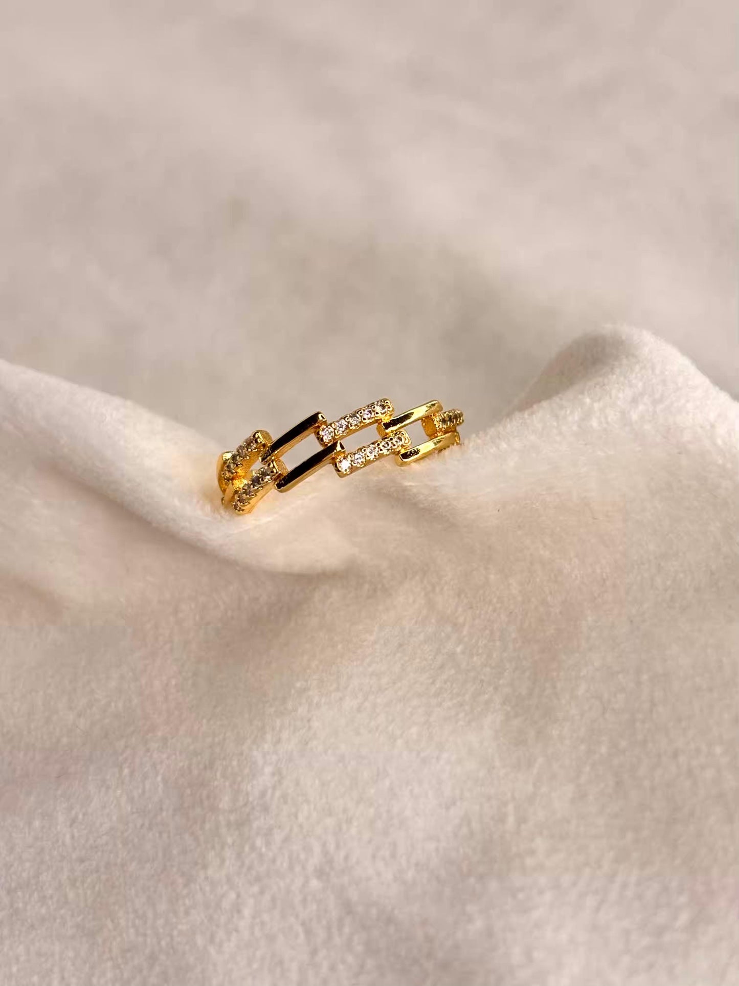 Slanted Square Ring Gold Plated 18K Adjustable Ring