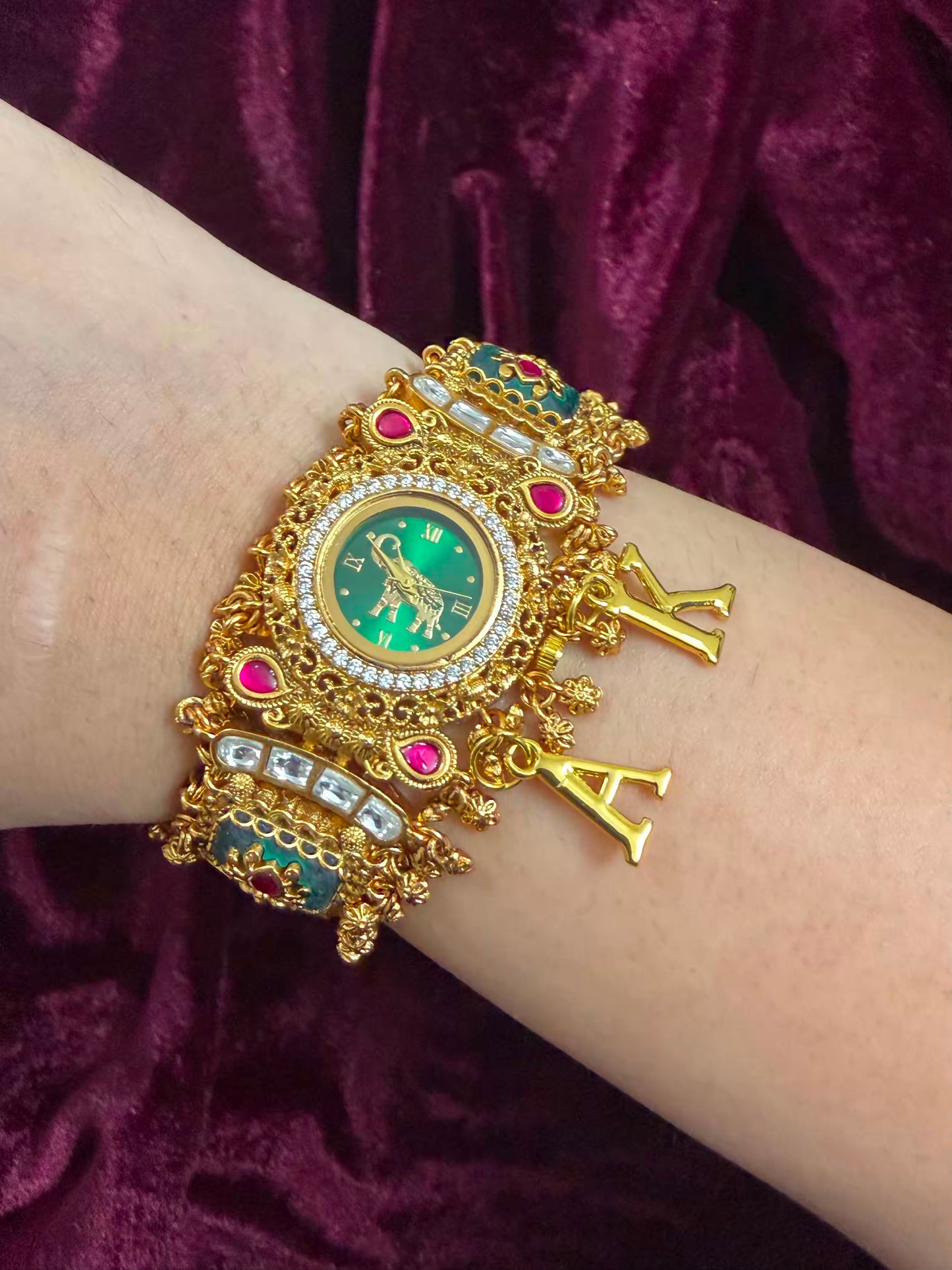 Rajmayura Heritage Watch Rakhi in Premium Swarovski (Free Initial)