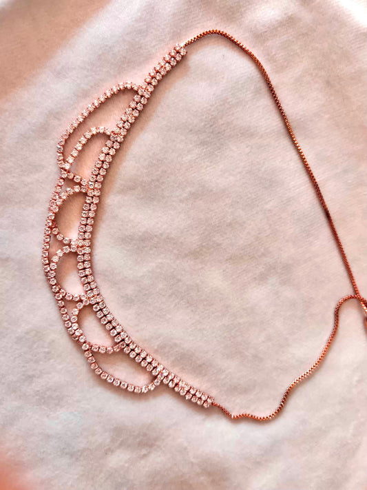 Choker Layered Tennis Necklace Rose Plated Premium Necklace