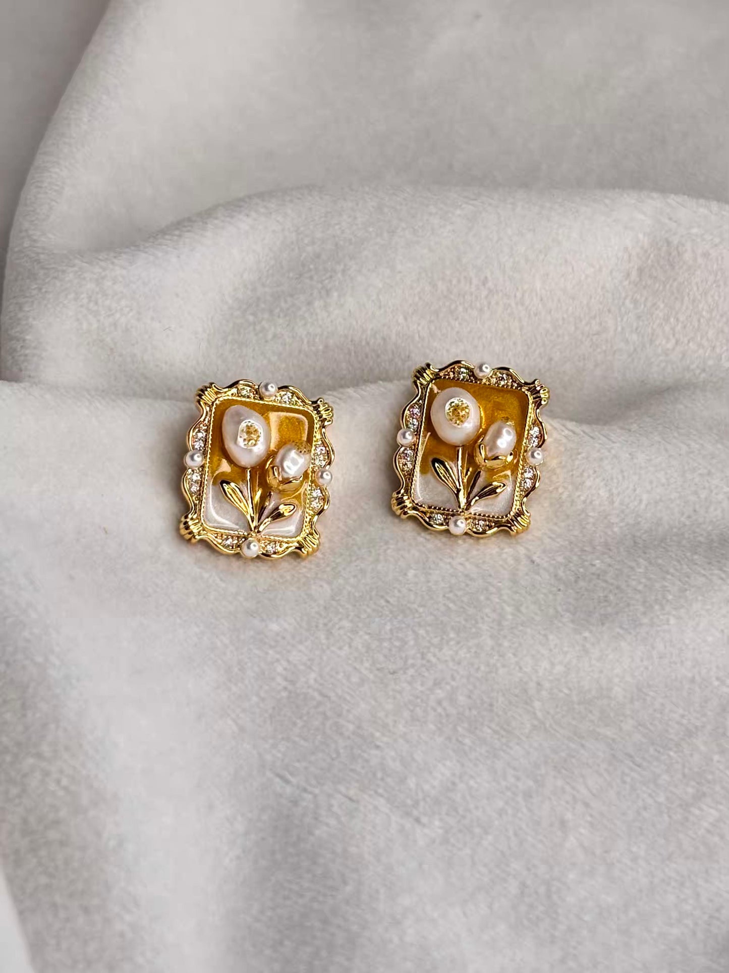 Portrait Orange Earrings 18K Gold Plated Premium Earrings