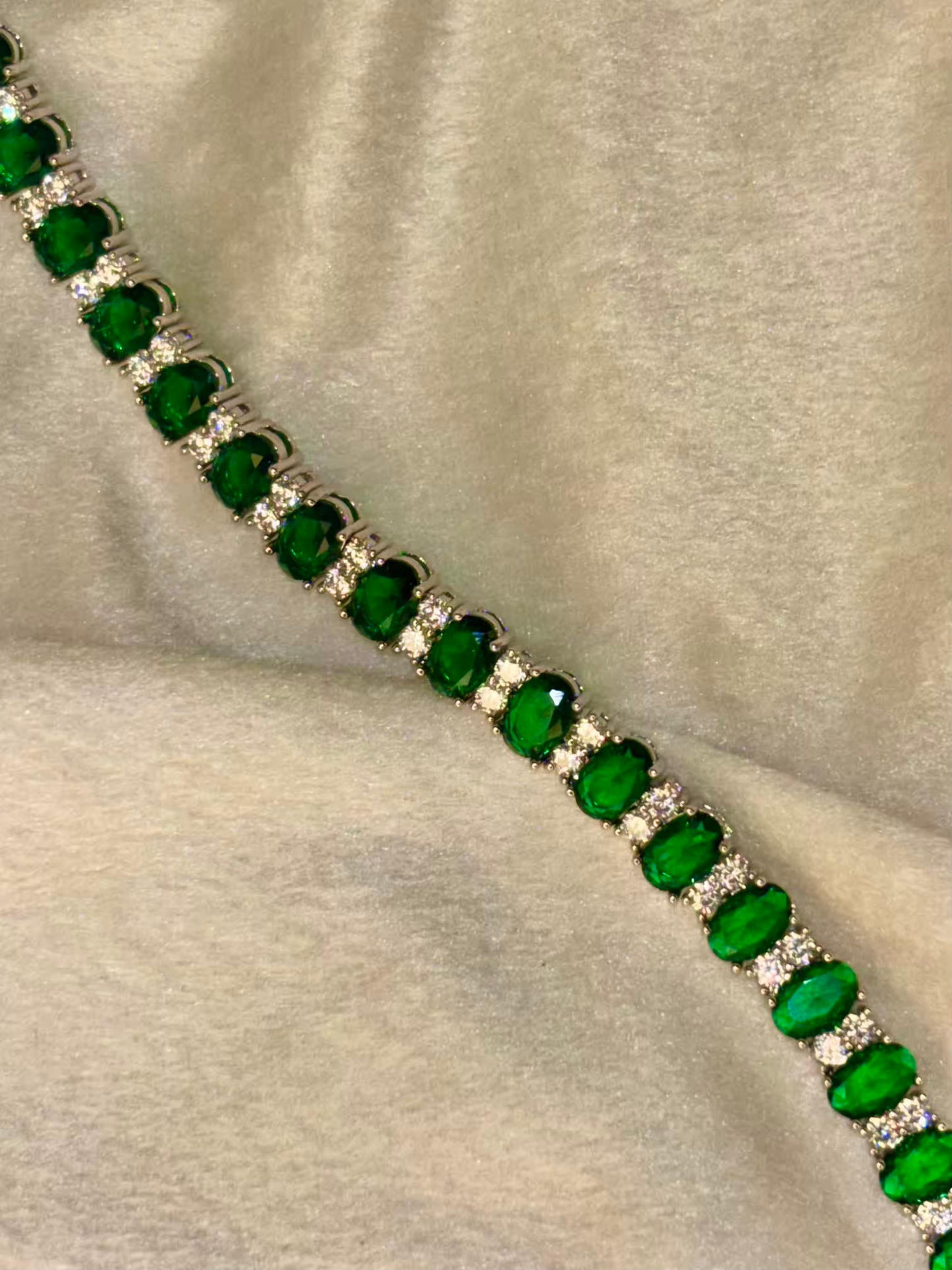 Green Twinkle Silver plated Premium Tennis Bracelet