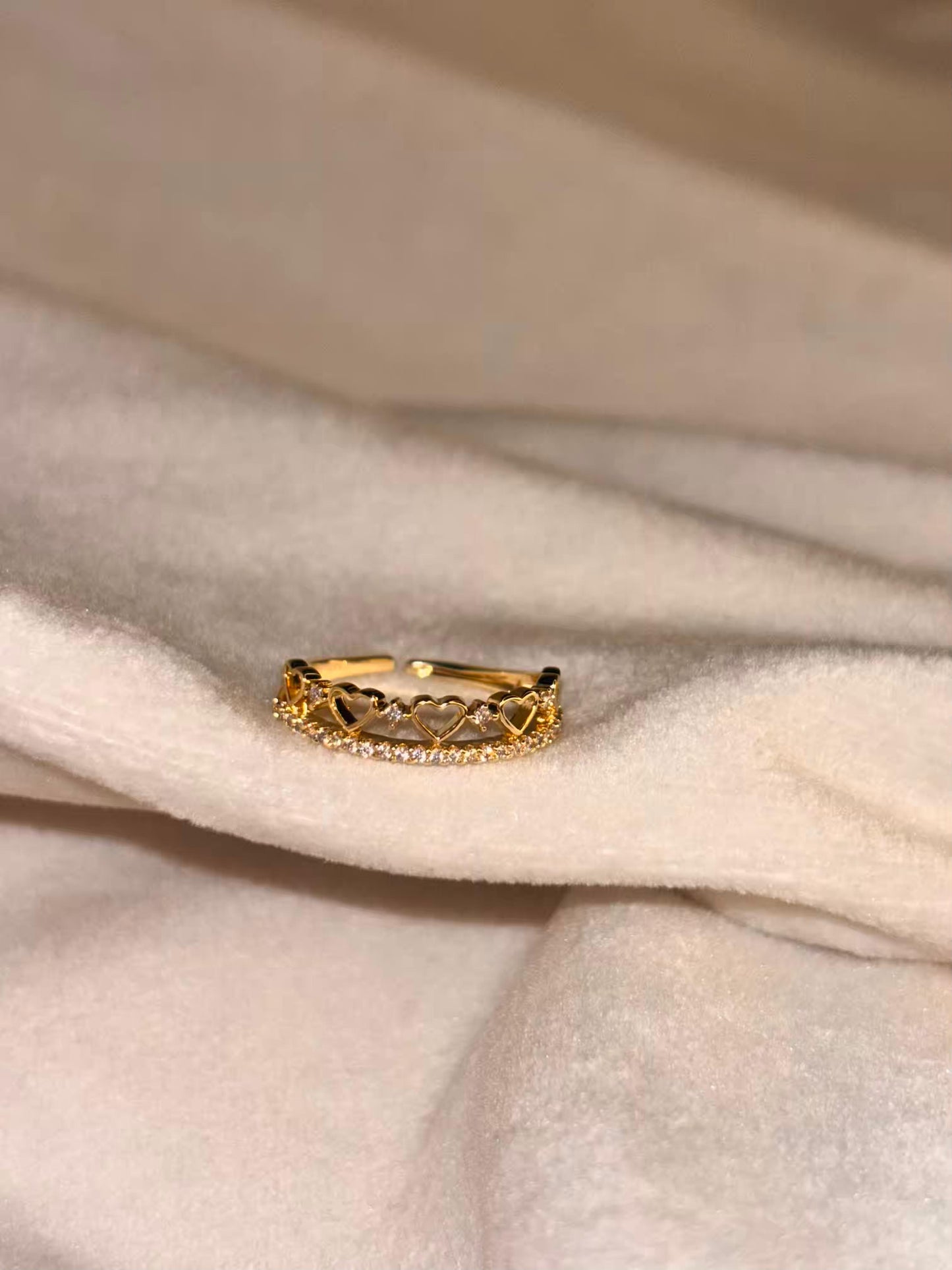 Small Hearts Band Gold Plated 18K Adjustable ring