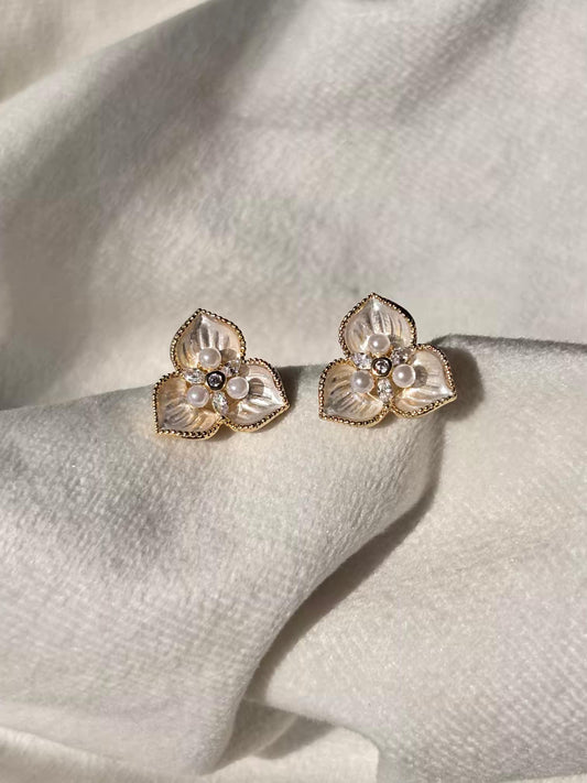 3D Clover Studds Earrings 18K Gold Plated Premium Earrings