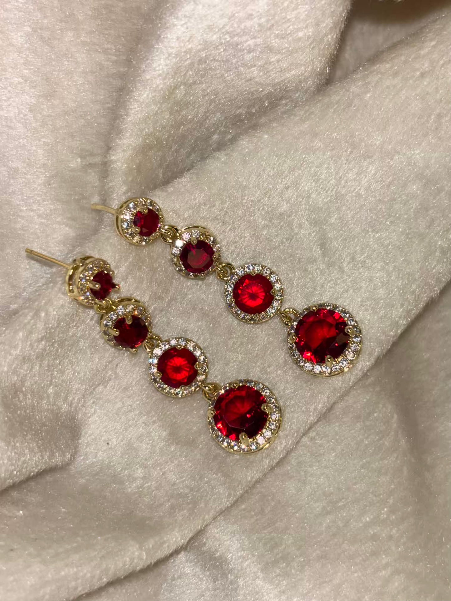 Ruby Stone Earrings 18K Gold Plated Premium Earrings