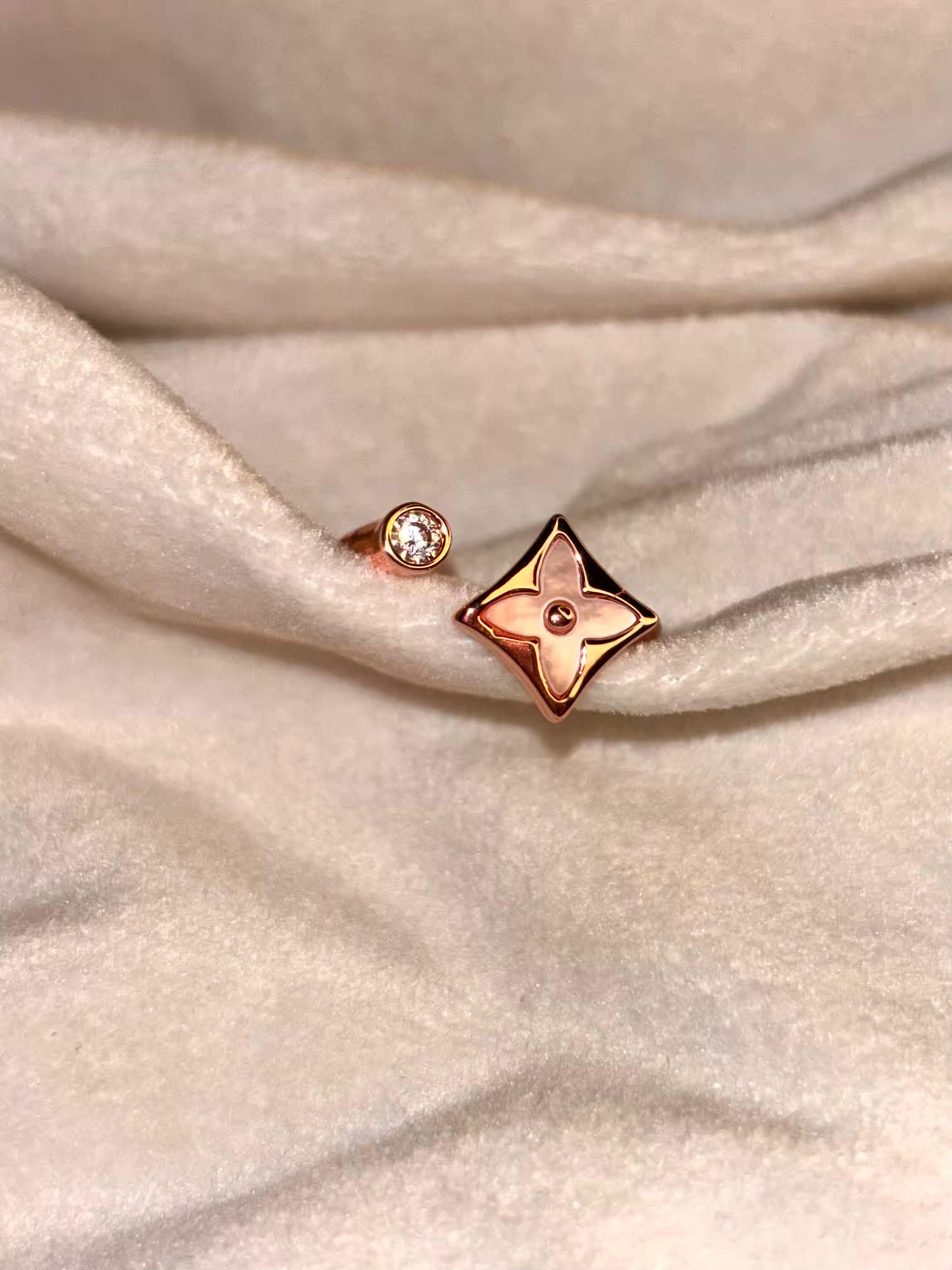 Square Clover Rose Gold plated Adjustable Ring