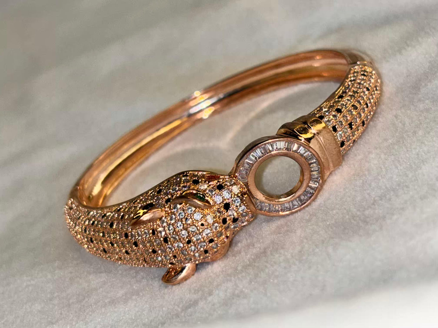 Dotted Tiger Head Premium Kada Bangle 18K Gold Plated