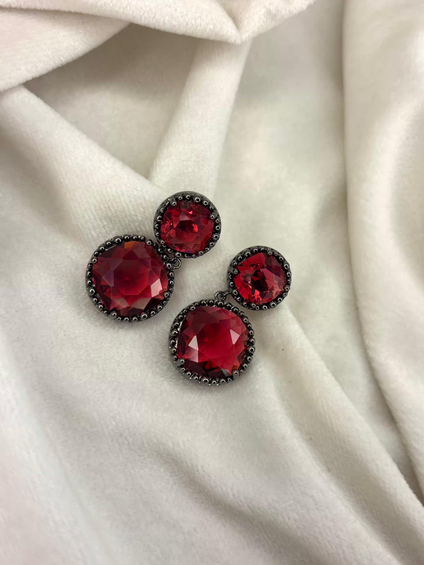 Blood Rush Studded Silver Plated Premium Earrings