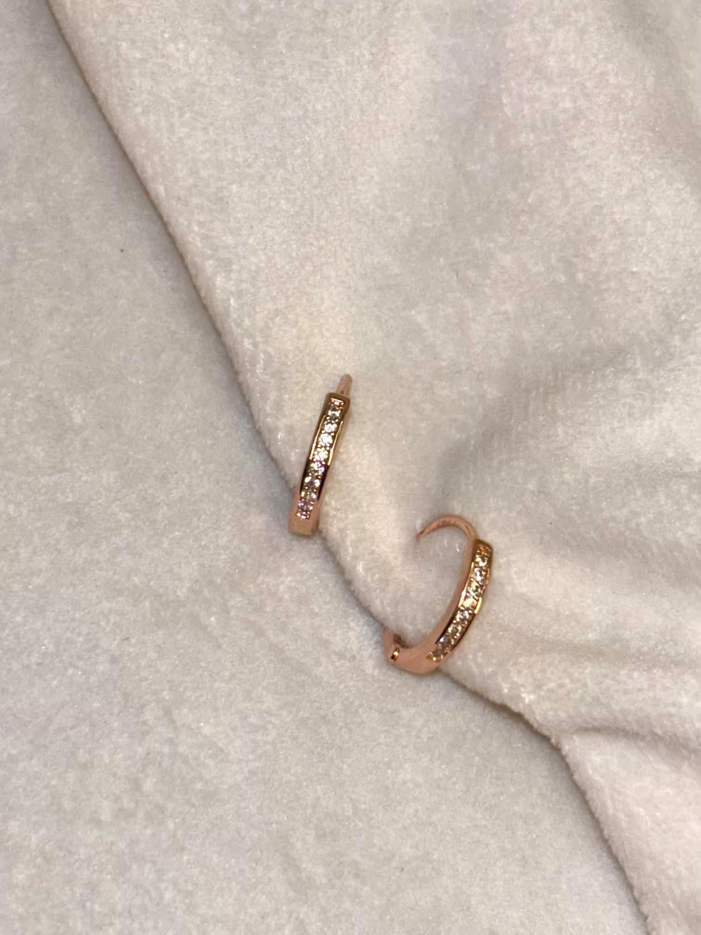 Tiny Studded Hoops Bali Earrings - Rose Gold Plated
