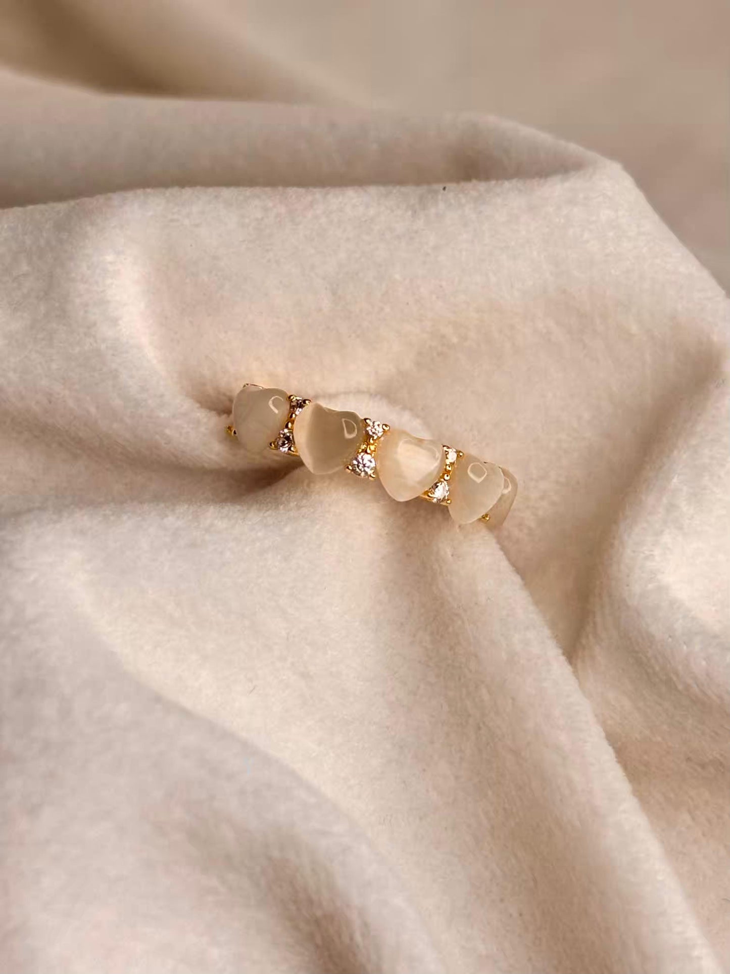 Crystal Hearts Ring 18K Gold plated Adjustable Ring